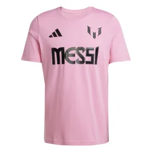 Adidas Mens Messi Name and Number Graphic T-Shirt - Pink