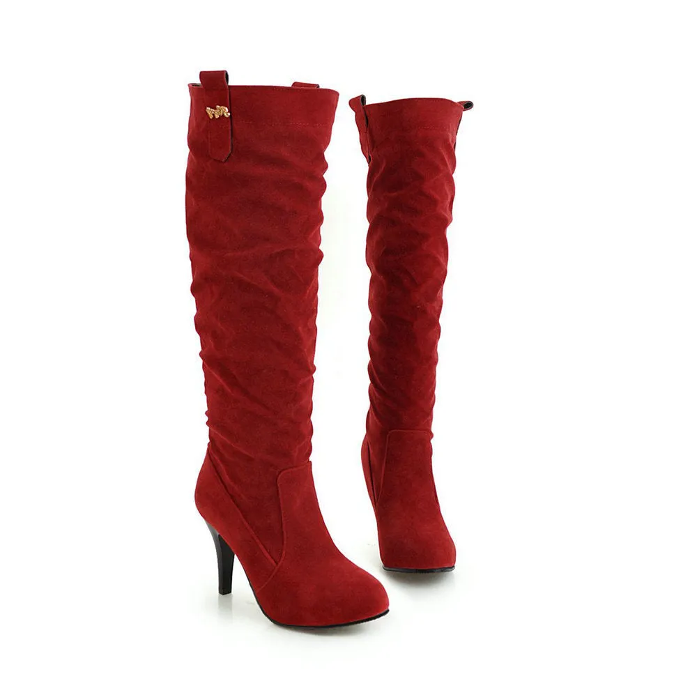 Autumn And Winter Suede High Heel Pointed Knee High Boots