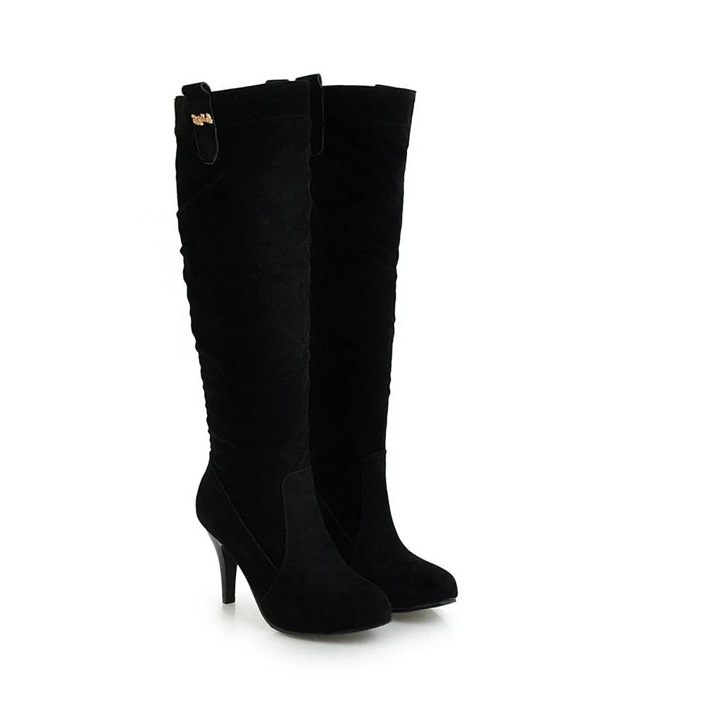Autumn And Winter Suede High Heel Pointed Knee High Boots