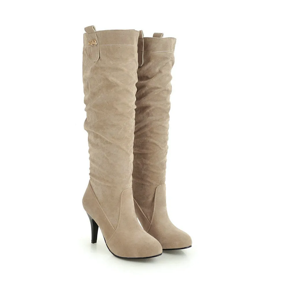 Autumn And Winter Suede High Heel Pointed Knee High Boots