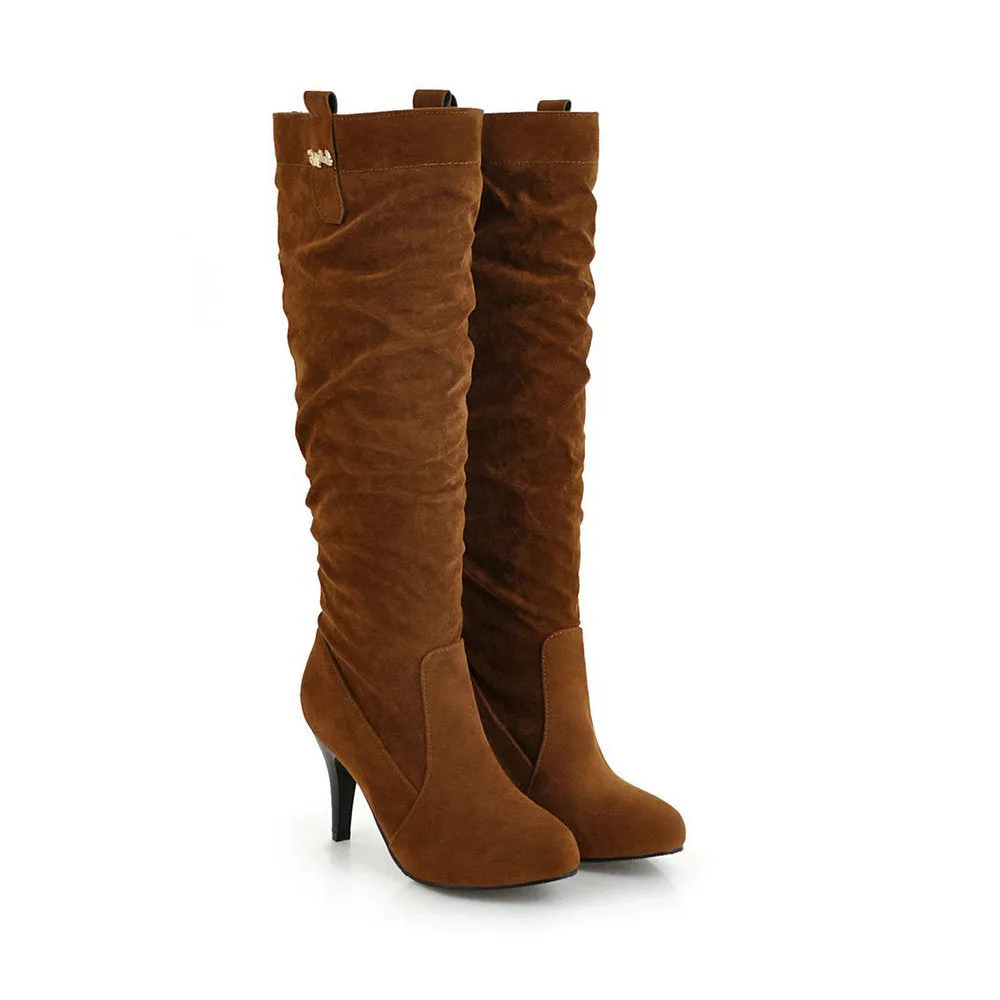 Autumn And Winter Suede High Heel Pointed Knee High Boots