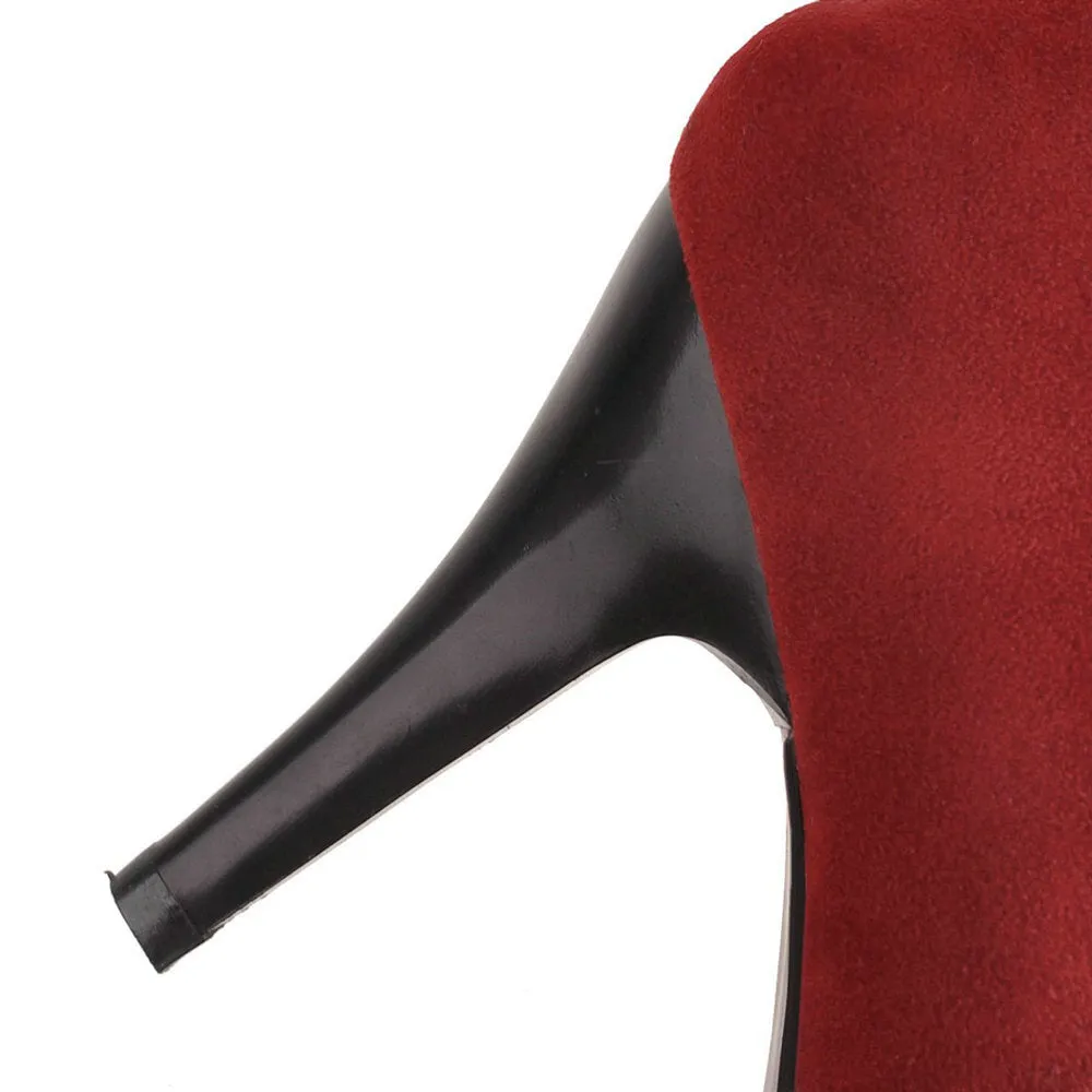 Autumn And Winter Suede High Heel Pointed Knee High Boots