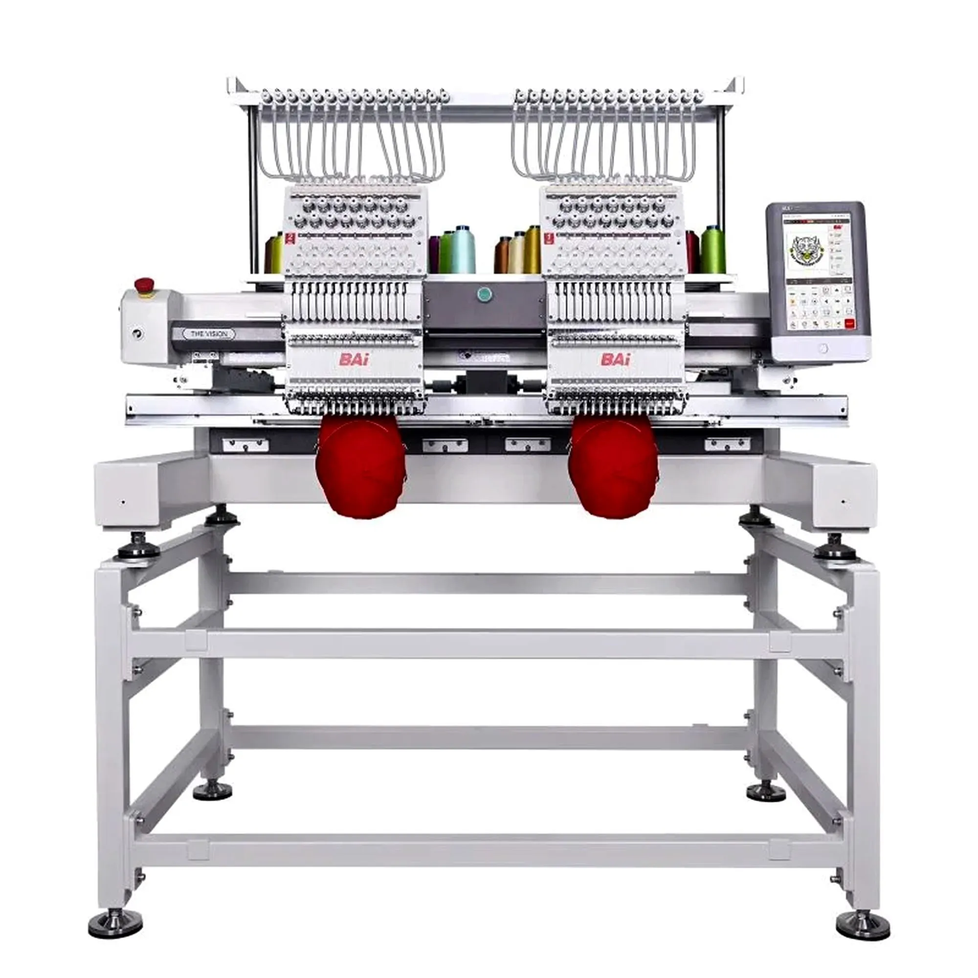 BAi VISION Two Head 15 Needle Embroidery Machine with Deluxe Mighty Hoop Bundle
