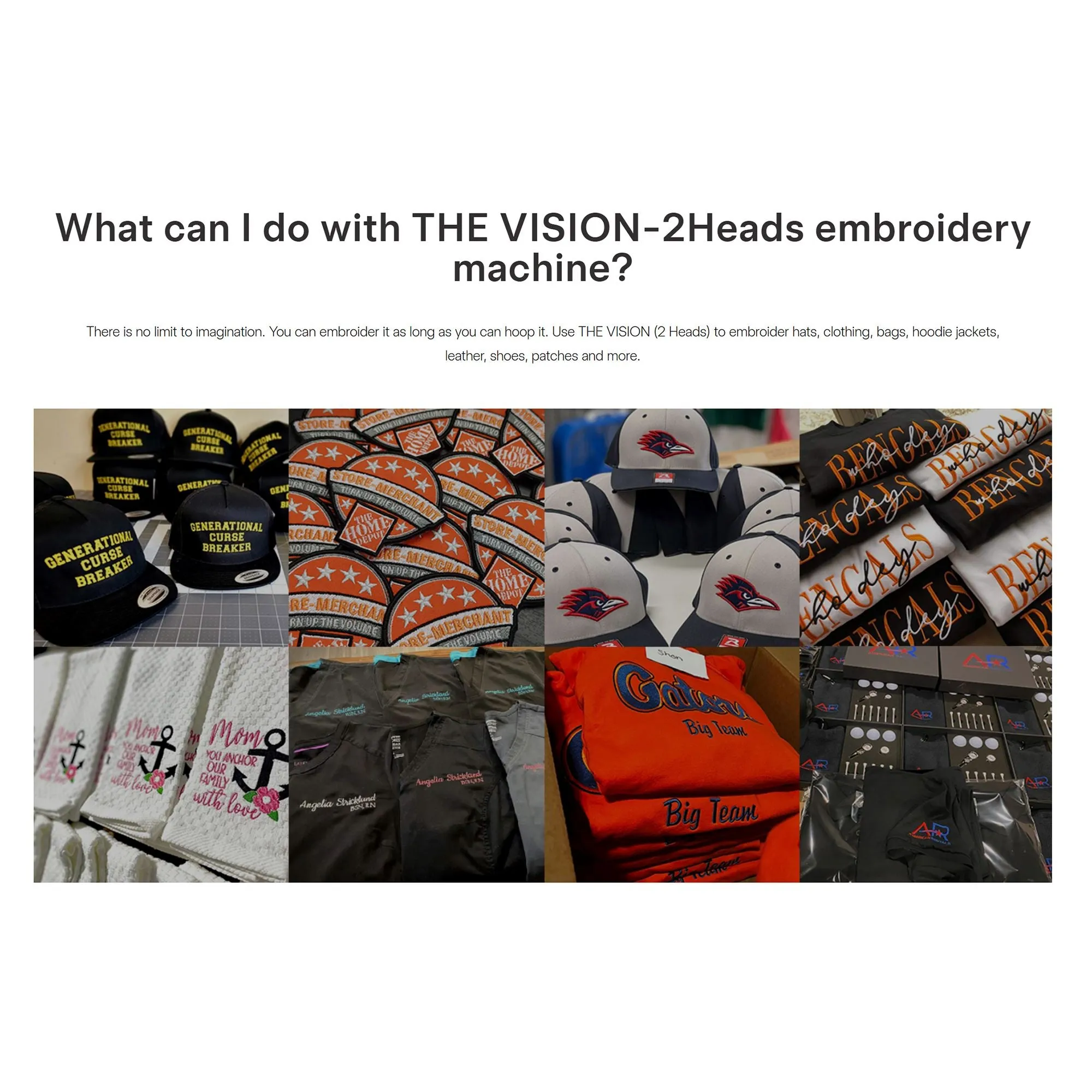 BAi VISION Two Head 15 Needle Embroidery Machine with Deluxe Mighty Hoop Bundle