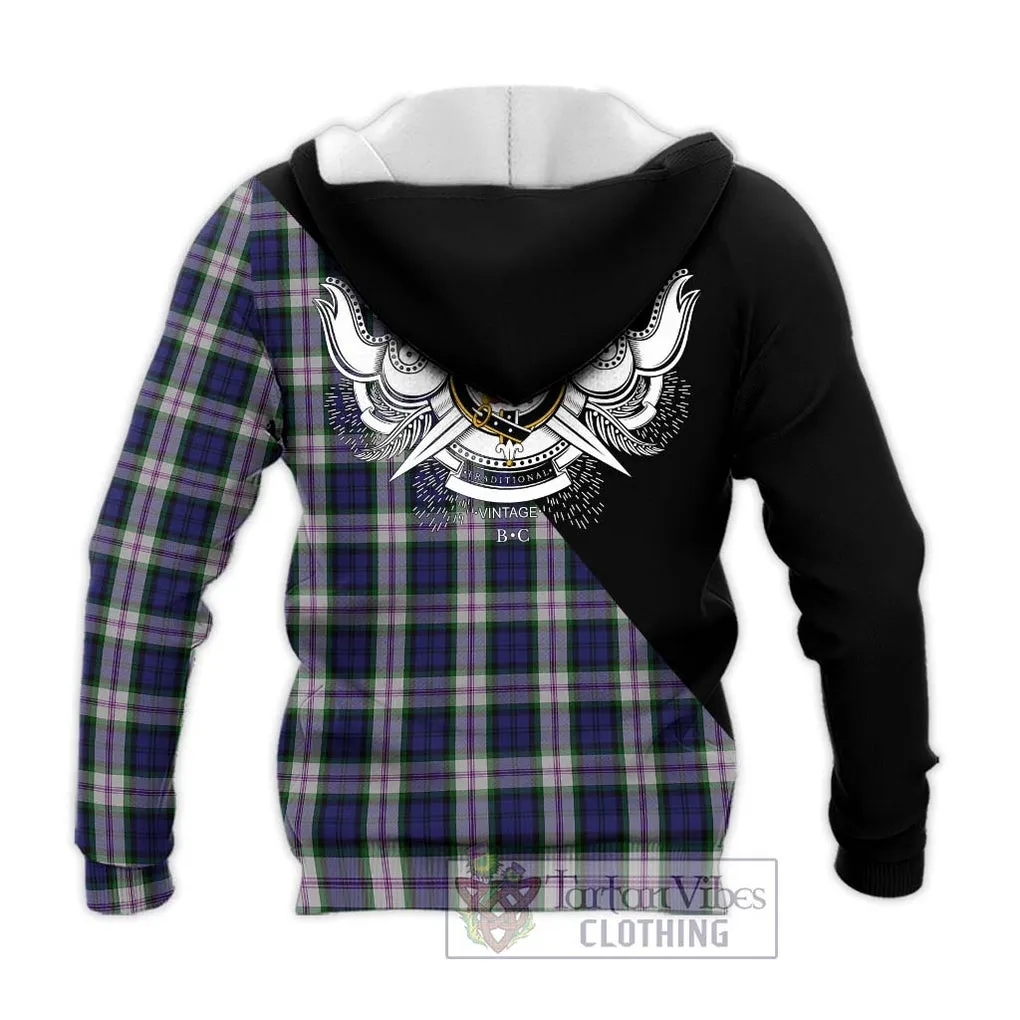 Baird Dress Tartan Knitted Hoodie with Family Crest and Military Logo Style