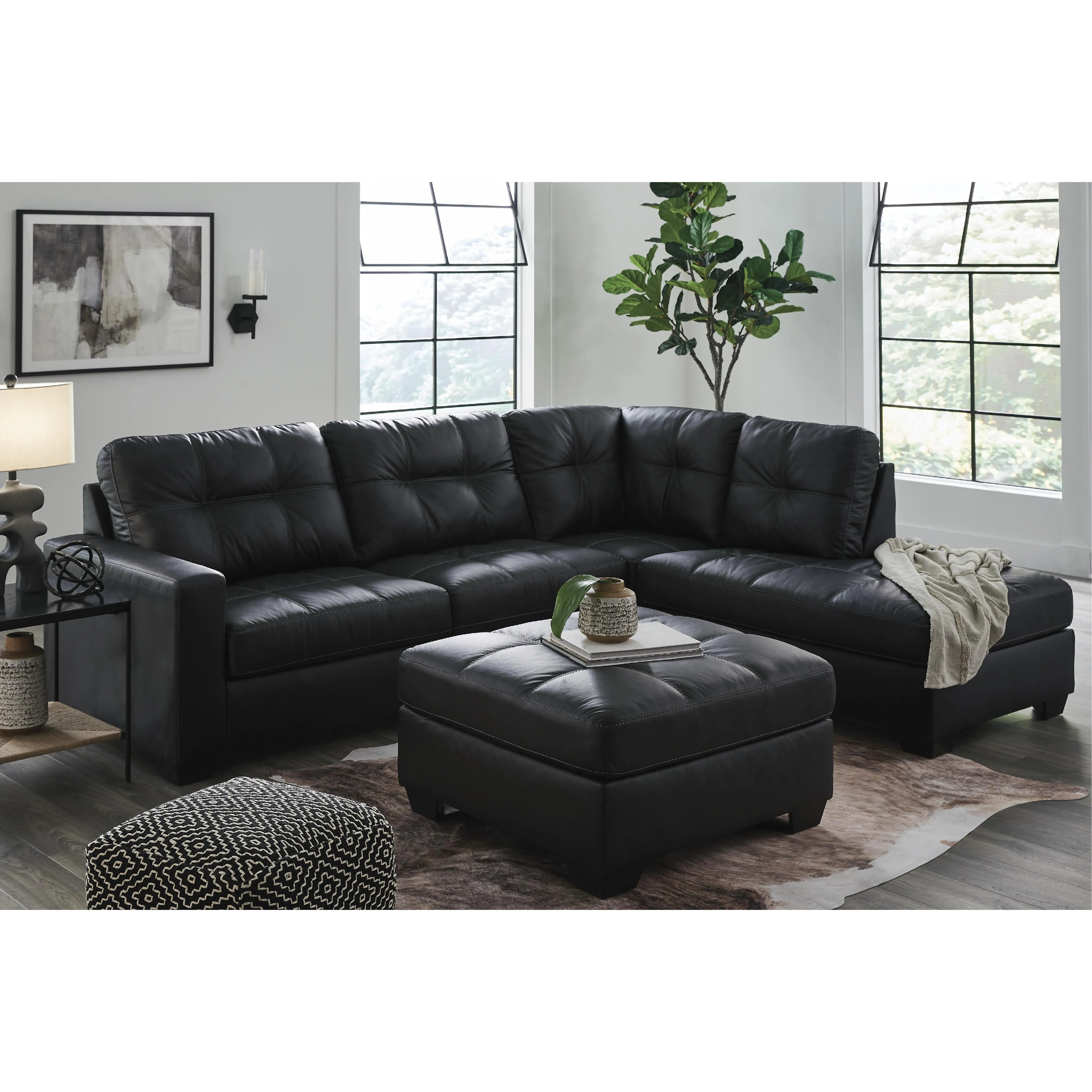Benchcraft Barlin Mills Leather Look Ottoman 1700408