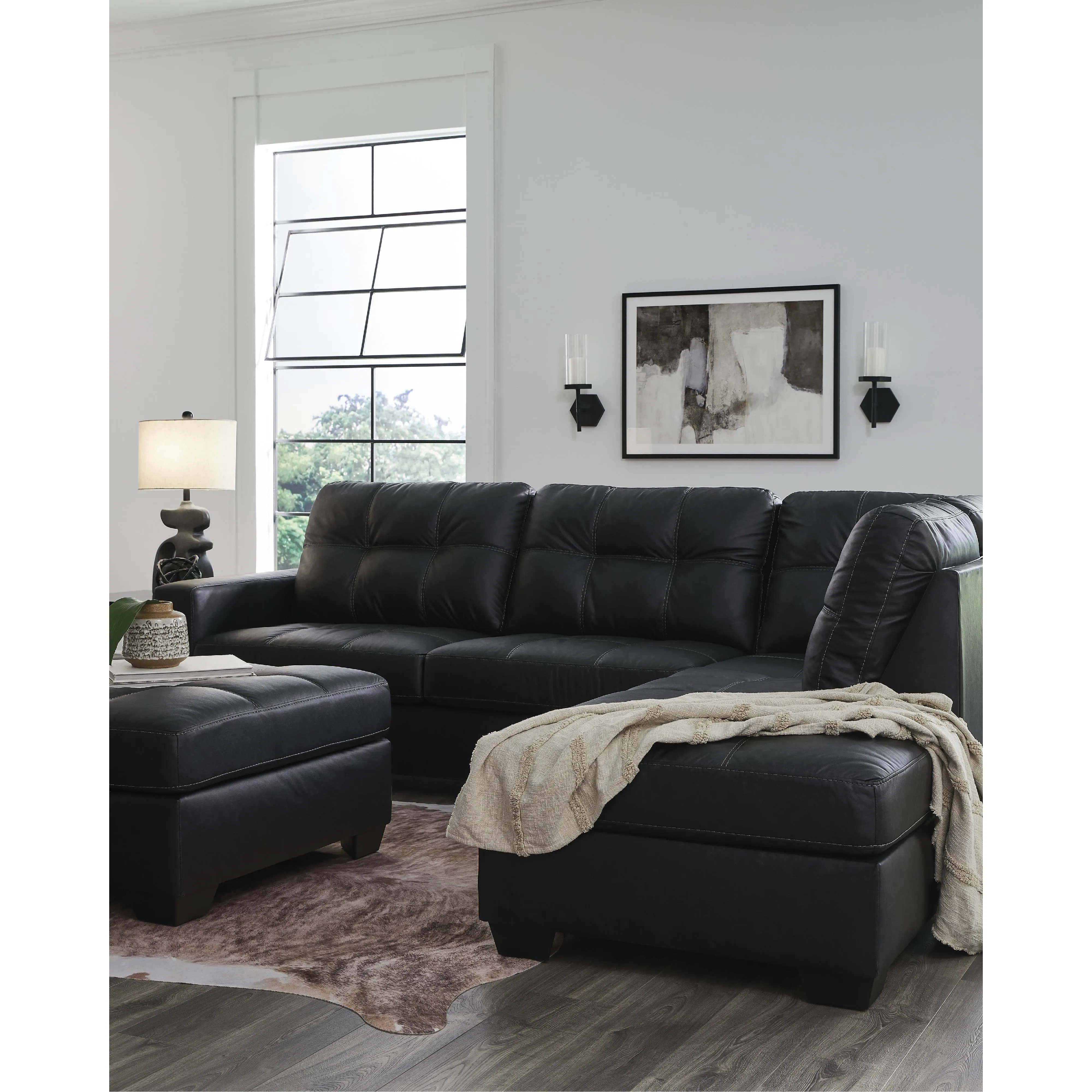 Benchcraft Barlin Mills Leather Look Ottoman 1700408