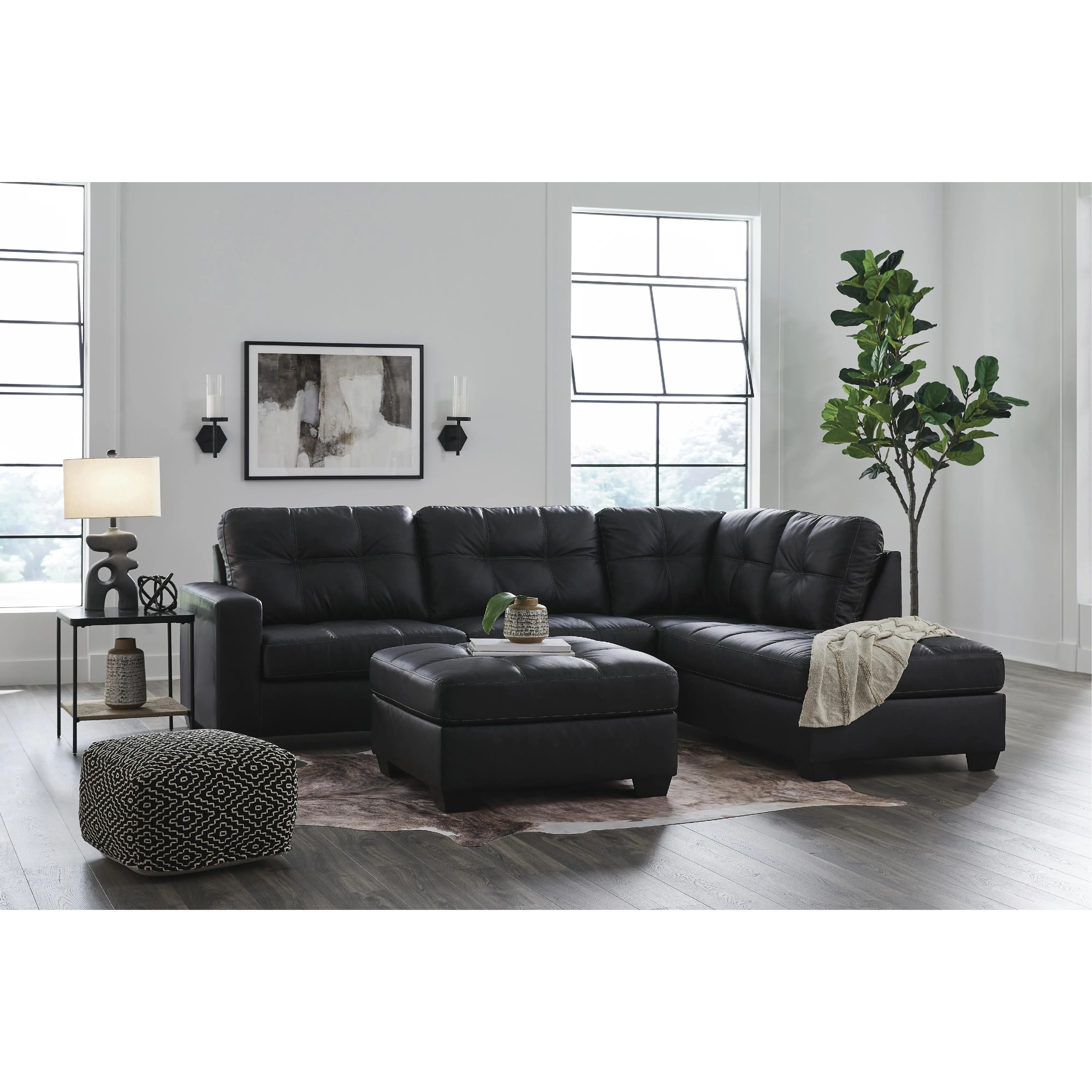 Benchcraft Barlin Mills Leather Look Ottoman 1700408