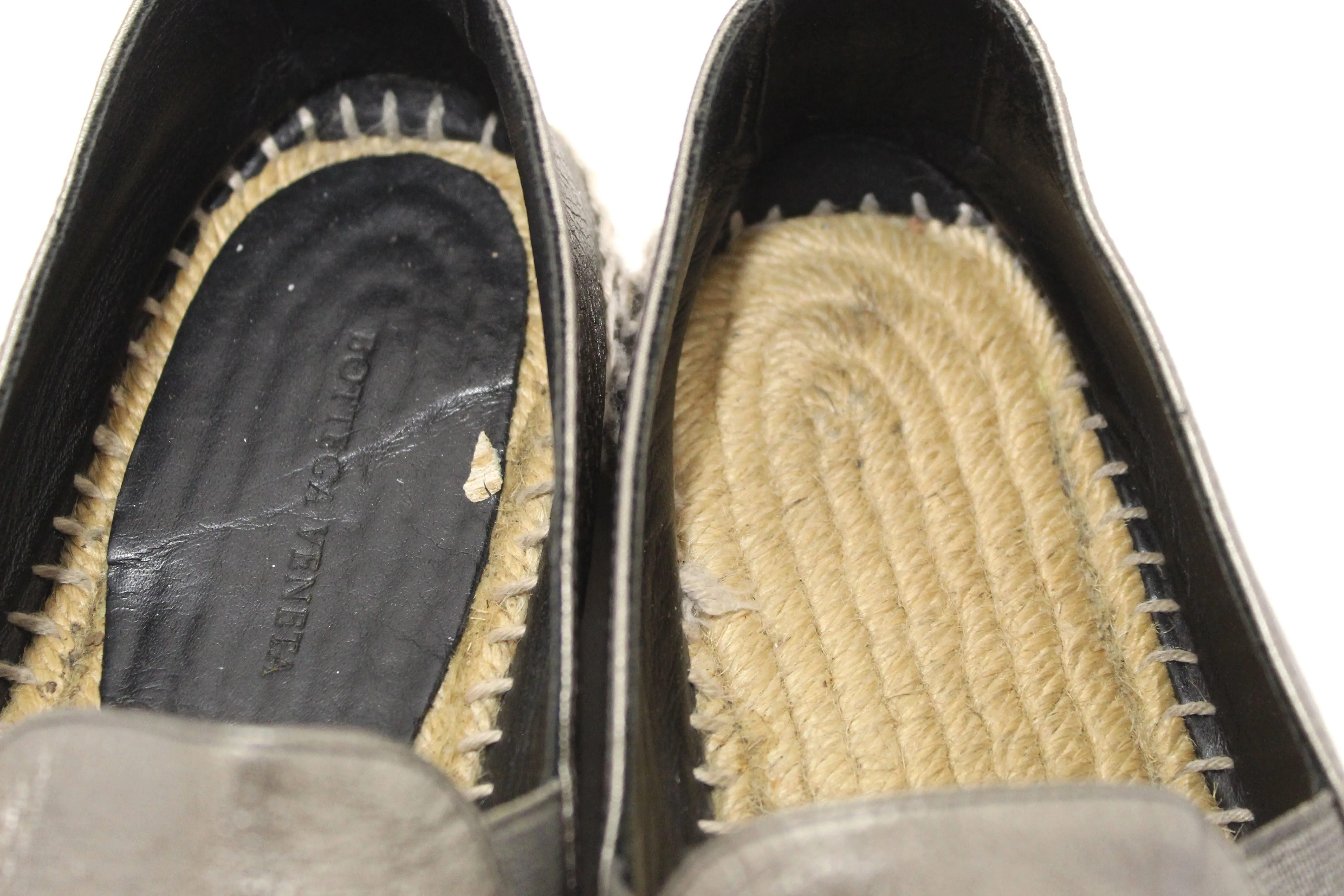 Bottega Veneta Metallic Intrecciato Leather Slip On Espadrille Flats Size 36
