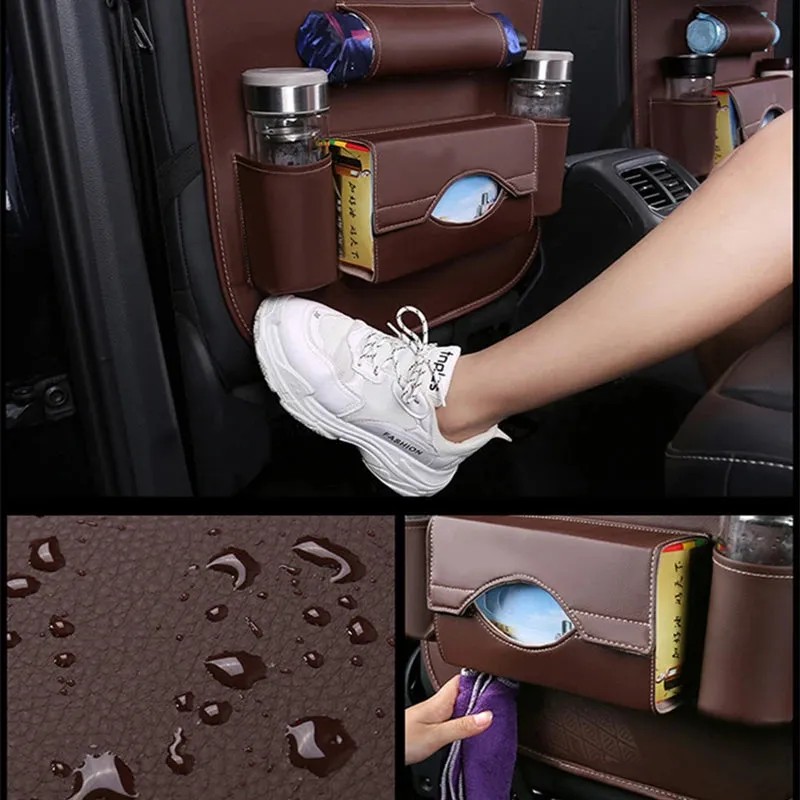 Car Back Seat Storage Bag With Foldable Table Tray Tablet Holder Tissue Box Auto Back Seat Organizer