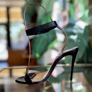 CHRISTIAN LOUBOUTIN Black and Clear Ankle Strap Heels SZ 36
