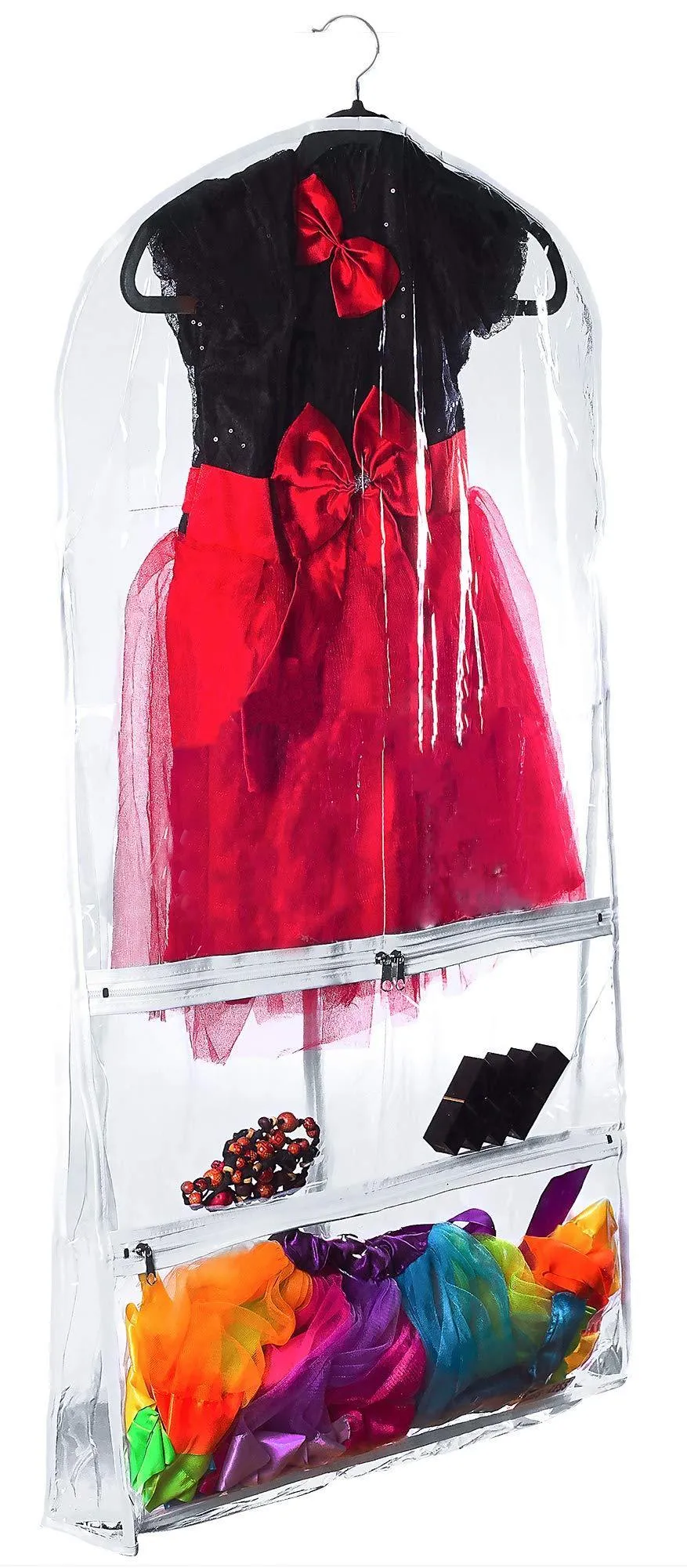 Clear Gusseted Suit Garment Bag 20 inch x 38 inch x 3 inch Dance, Dress, and Costumes Hanging Travel Storage for Clothes, Shoes, and Accessories Water-Resistant Organizer