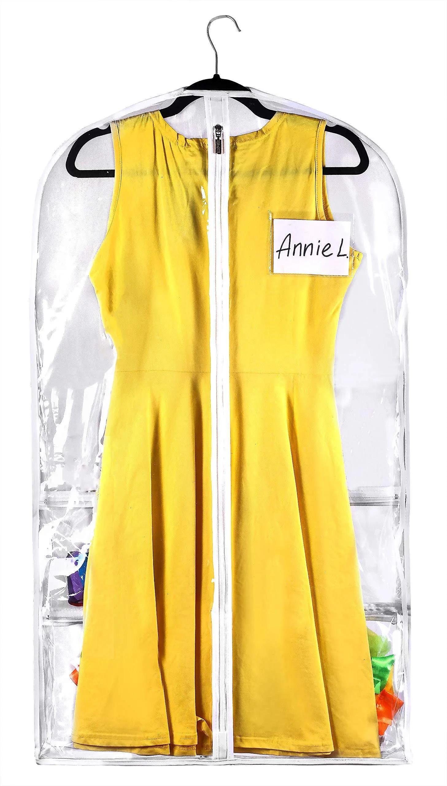 Clear Gusseted Suit Garment Bag 20 inch x 38 inch x 3 inch Dance, Dress, and Costumes Hanging Travel Storage for Clothes, Shoes, and Accessories Water-Resistant Organizer