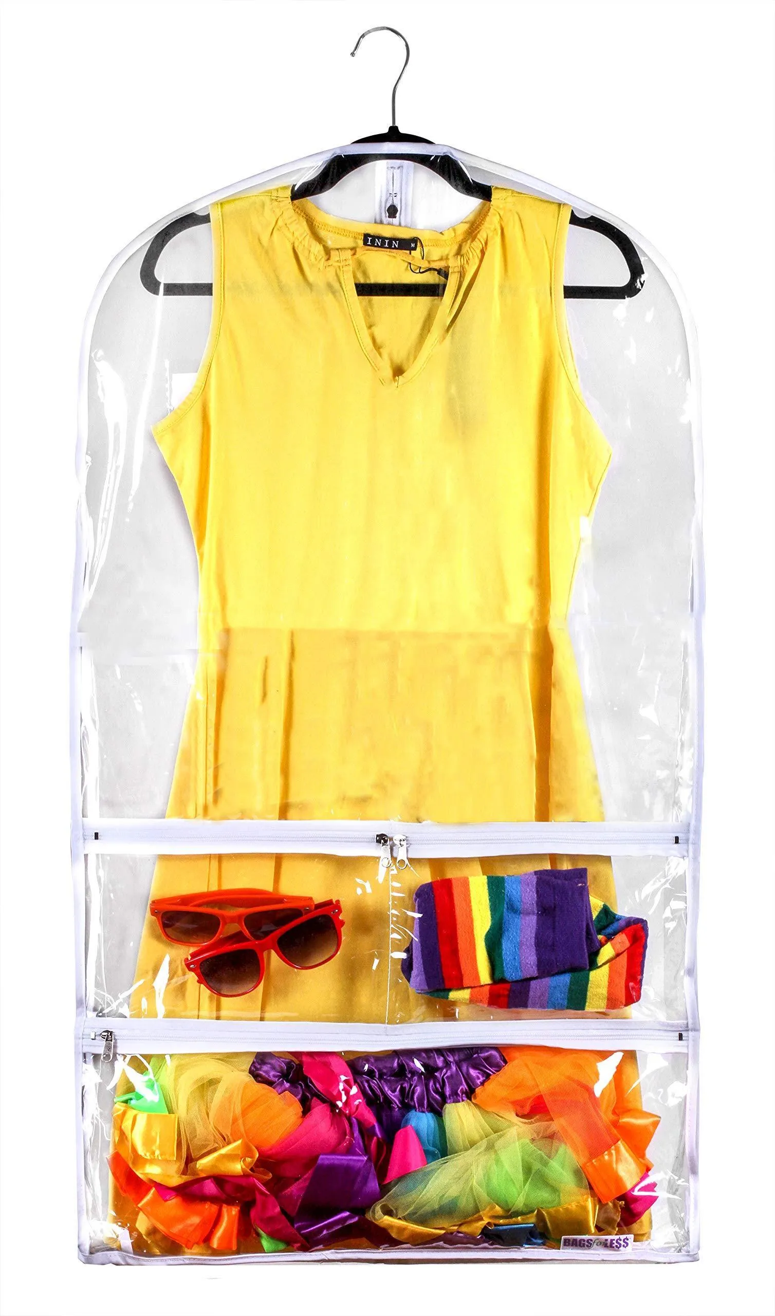Clear Gusseted Suit Garment Bag 20 inch x 38 inch x 3 inch Dance, Dress, and Costumes Hanging Travel Storage for Clothes, Shoes, and Accessories Water-Resistant Organizer