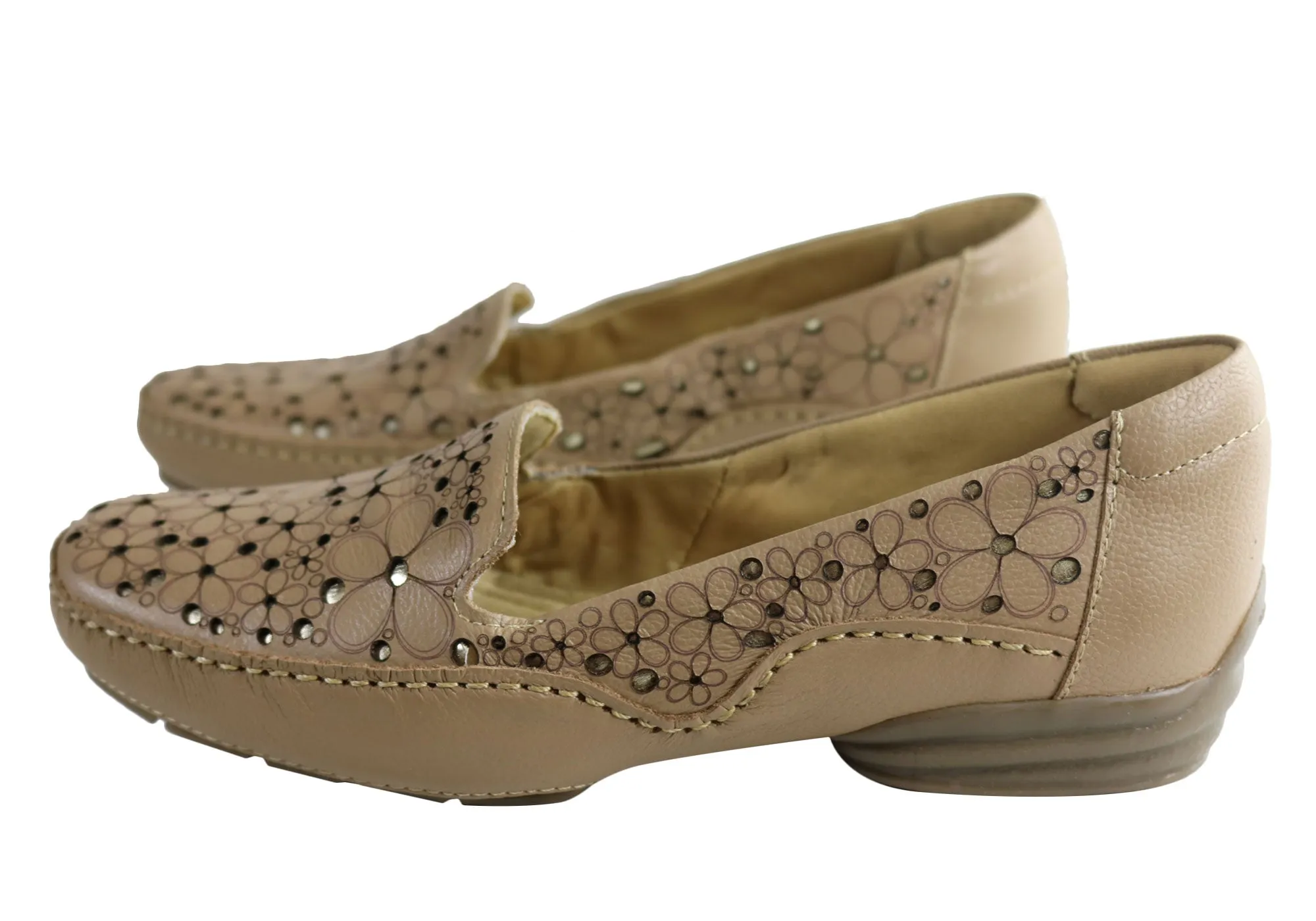 Comfortshoeco Etica Womens Comfort Cushioned Leather Low Heel Shoes