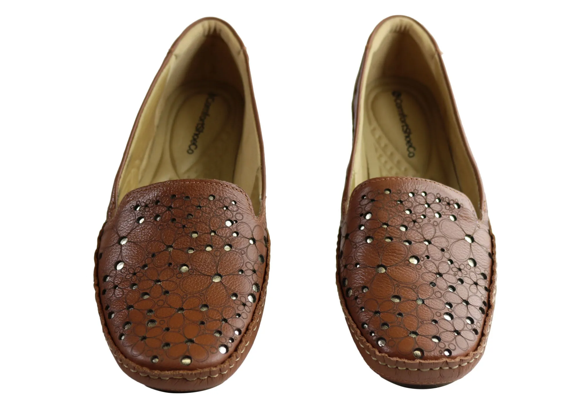 Comfortshoeco Etica Womens Comfort Cushioned Leather Low Heel Shoes