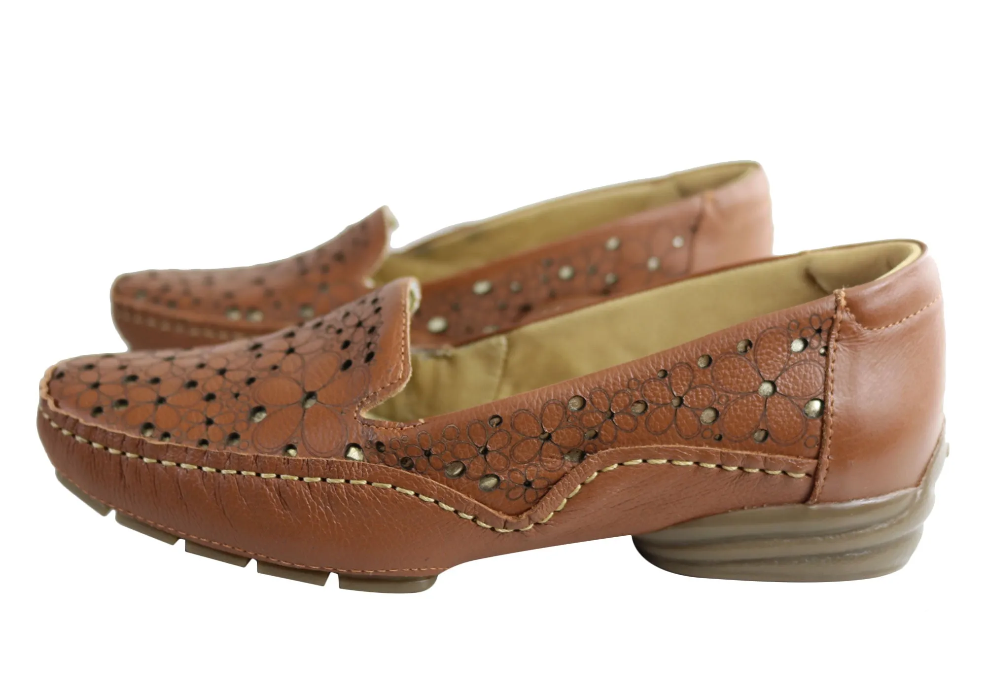 Comfortshoeco Etica Womens Comfort Cushioned Leather Low Heel Shoes