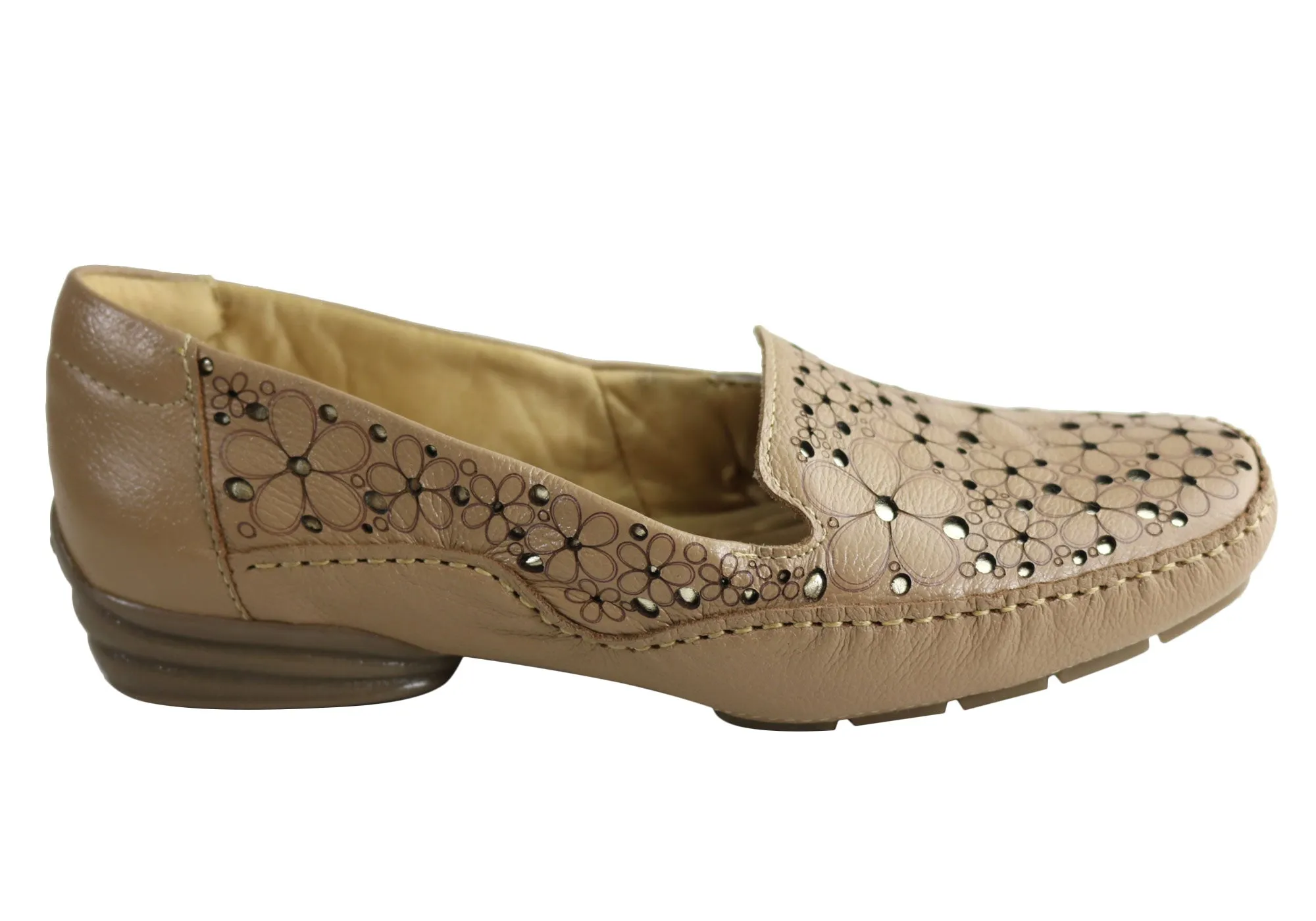 Comfortshoeco Etica Womens Comfort Cushioned Leather Low Heel Shoes