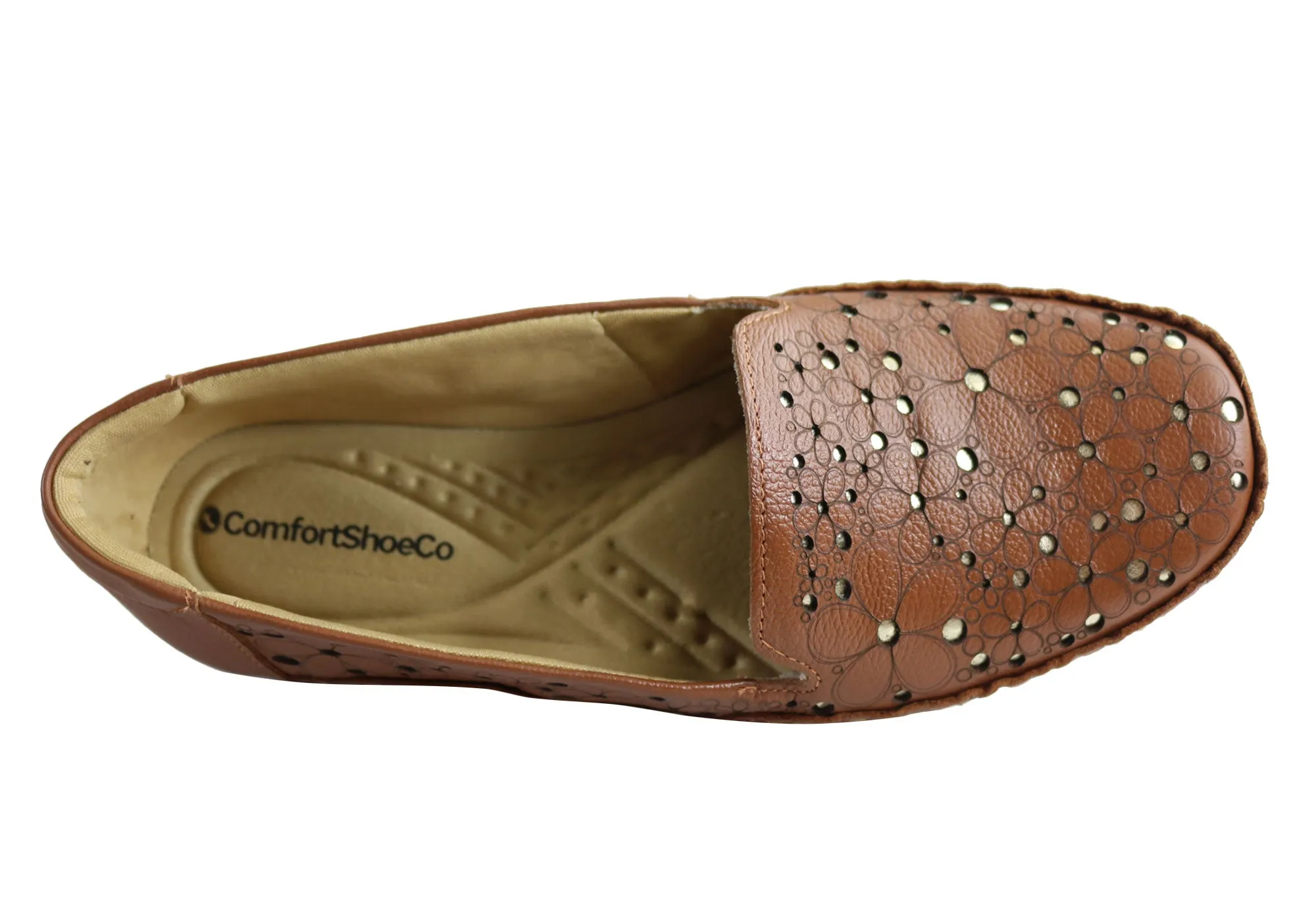 Comfortshoeco Etica Womens Comfort Cushioned Leather Low Heel Shoes