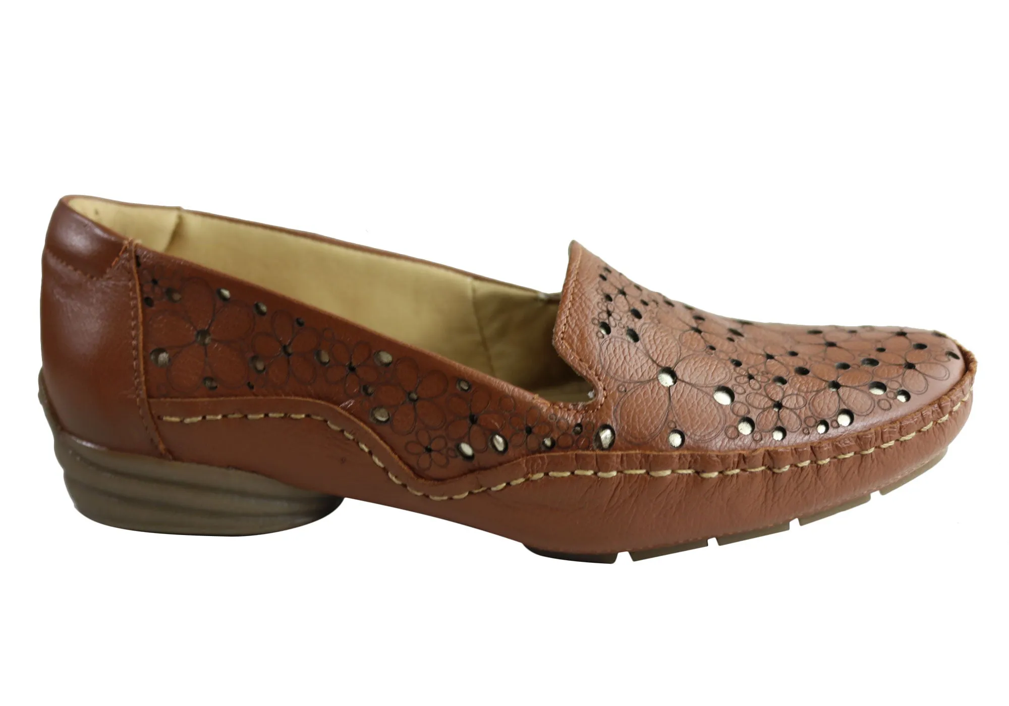 Comfortshoeco Etica Womens Comfort Cushioned Leather Low Heel Shoes