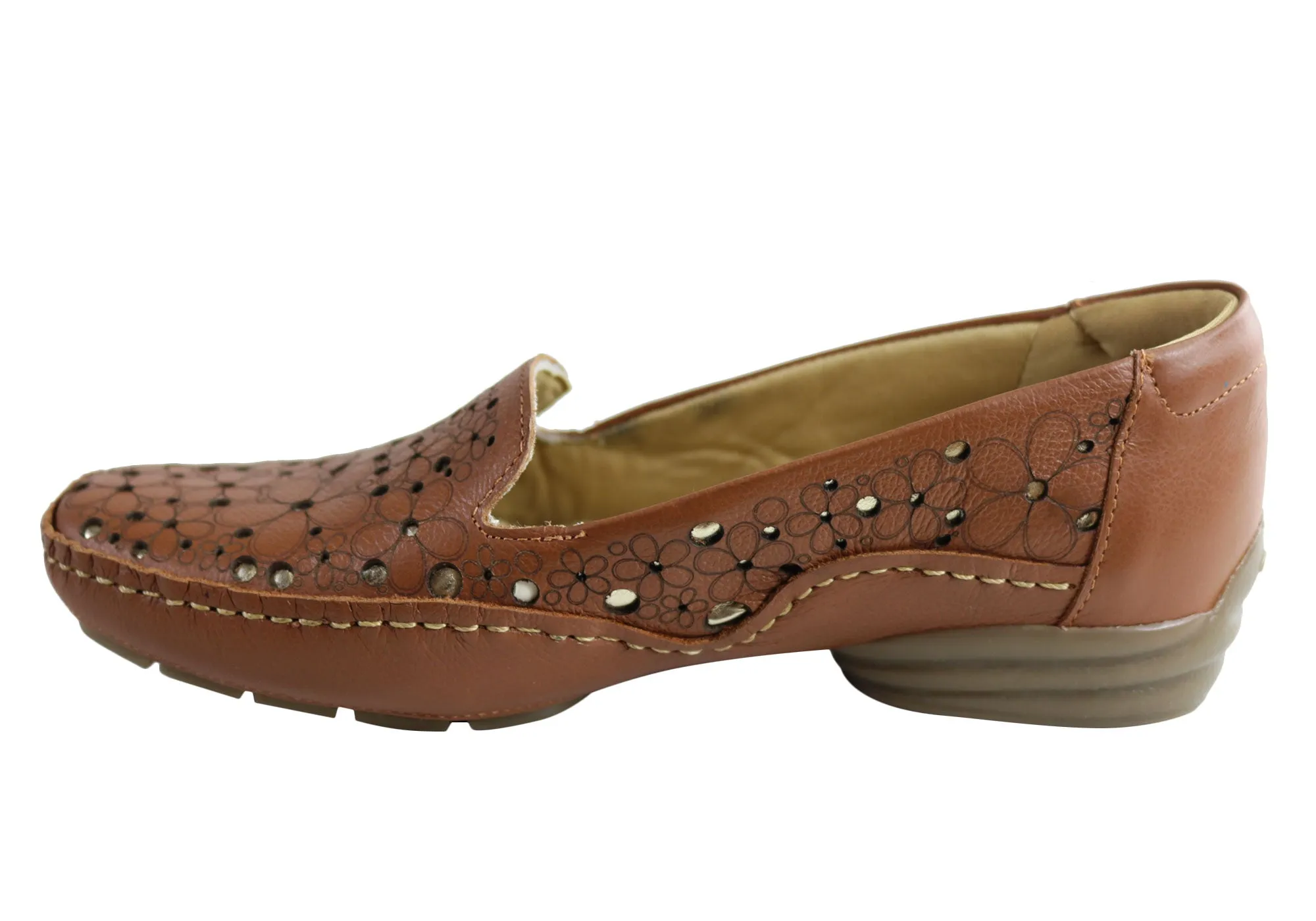Comfortshoeco Etica Womens Comfort Cushioned Leather Low Heel Shoes