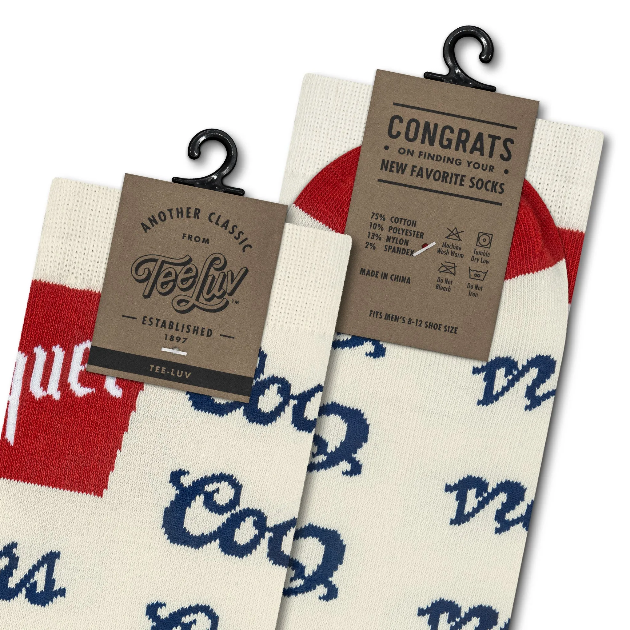 Coors Banquet Beer Logo Novelty Socks - Gray/Red/Blue