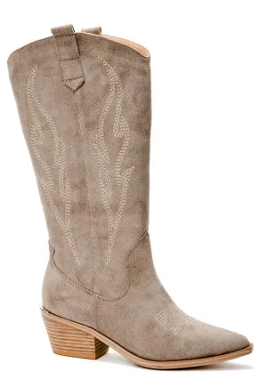 Corkys Headliner Boots In Light Grey Faux Suede