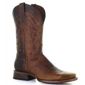 Corral Boots Men's Brown Embroidery Wide Sq. Toe Boots