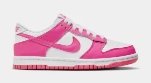 Dunk Low Grade School Lifestyle Shoes (White/Laser Fuchsia)