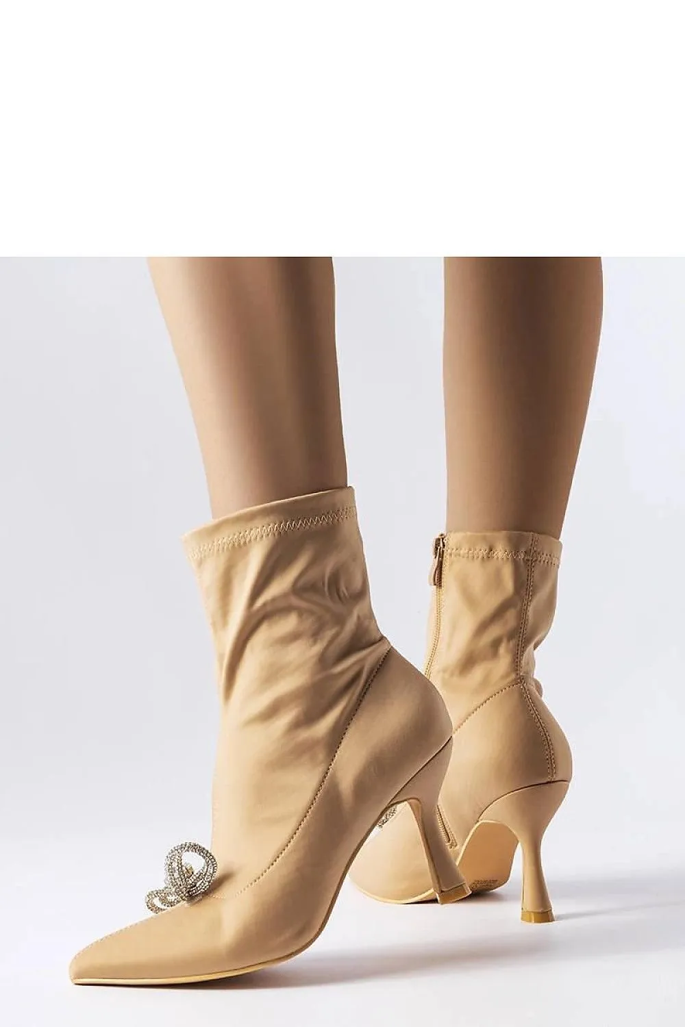 Elegant rhinestone ankle heel boots