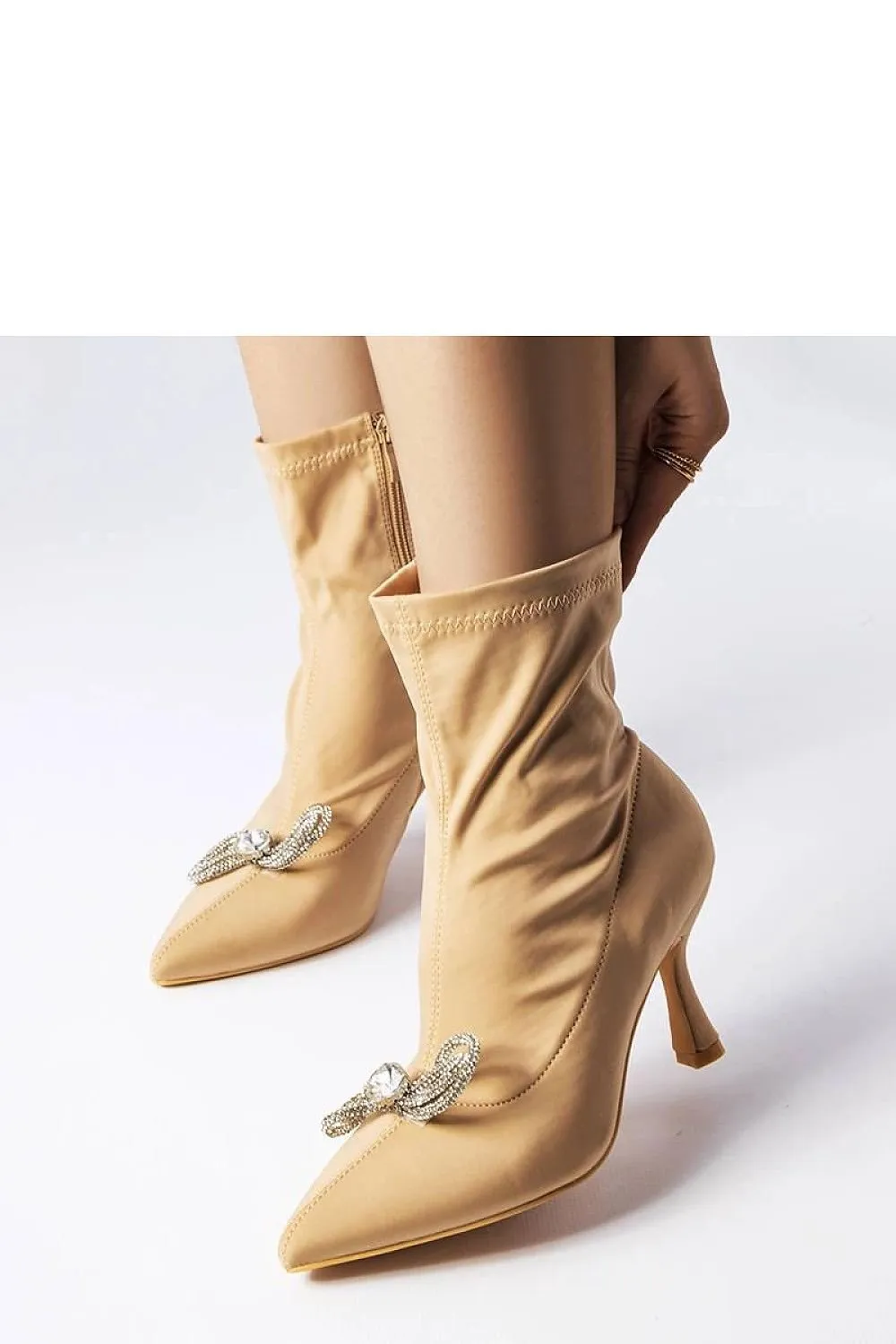 Elegant rhinestone ankle heel boots