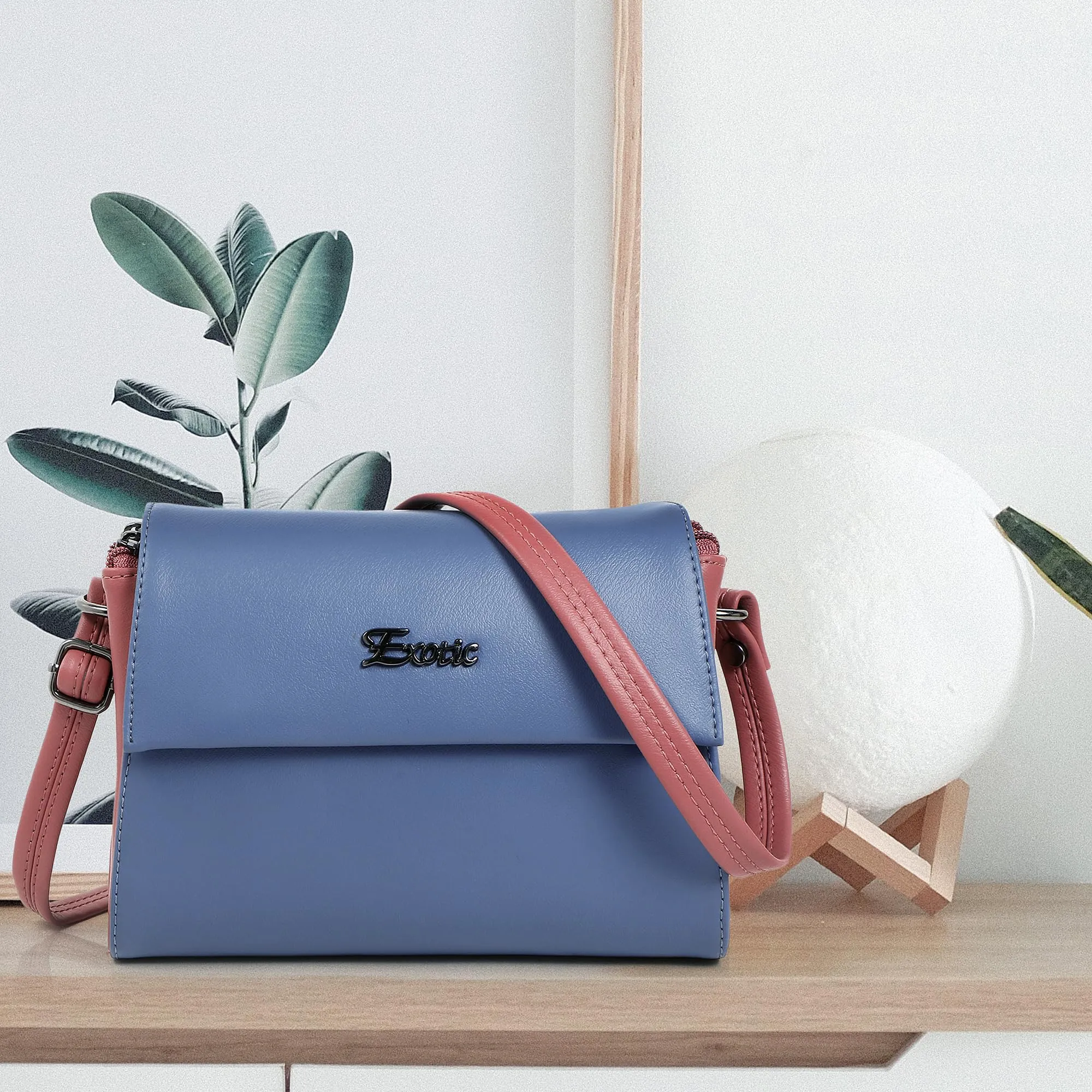 EXOTIC Womens Stylish And Durable Sling Bag (Blue)