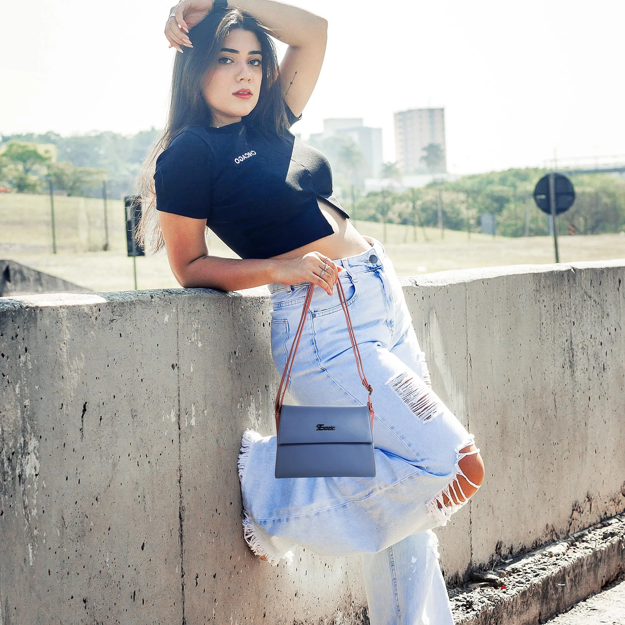 EXOTIC Womens Stylish And Durable Sling Bag (Blue)