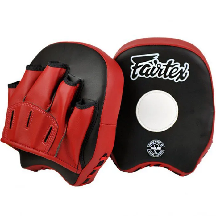 FAIRTEX FMV14 MUAY THAI BOXING MMA SHORT FOCUS MITTS PADS Black Red