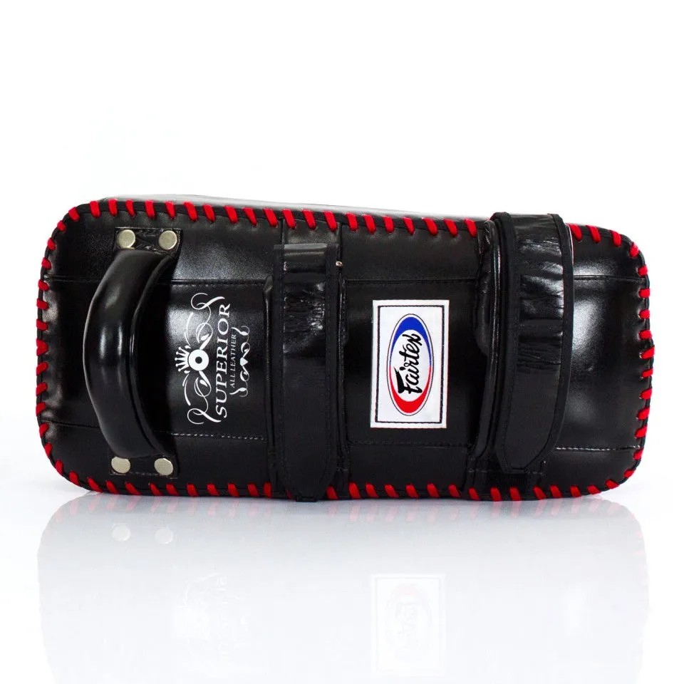 FAIRTEX KPLC2 SUPERIOR CURVED MUAY THAI BOXING MMA KICK PADS Size Standard Cowhide Leather Black Red
