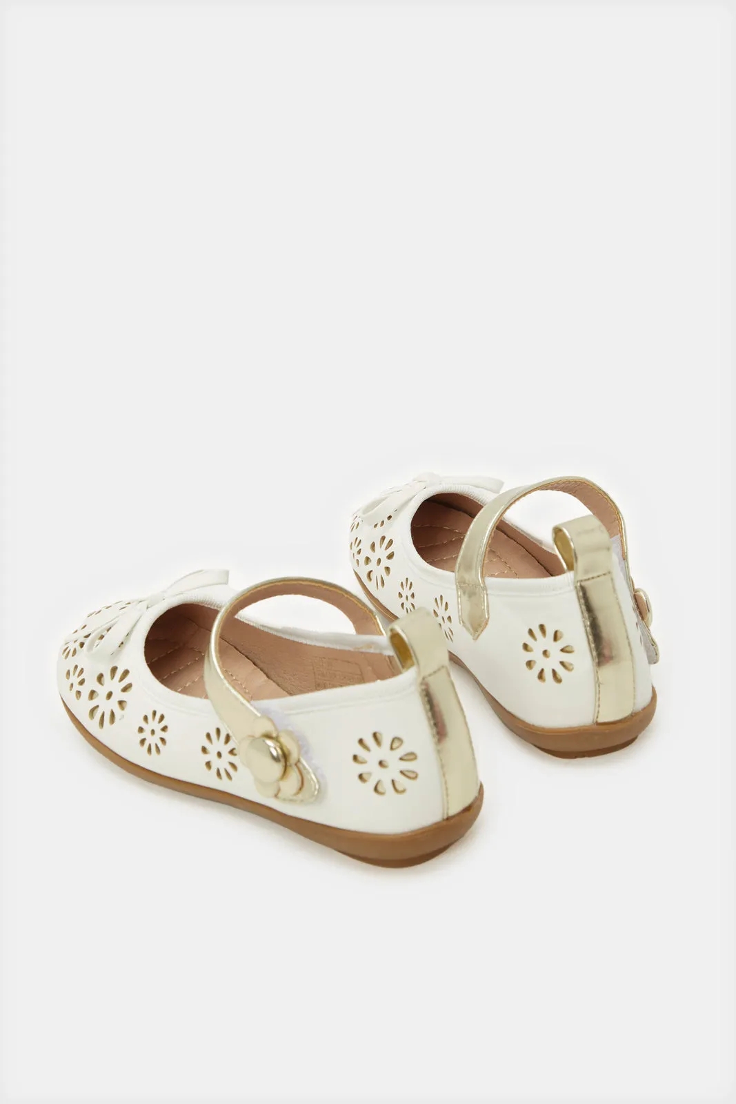 Girls White Laser Cut Ballerina