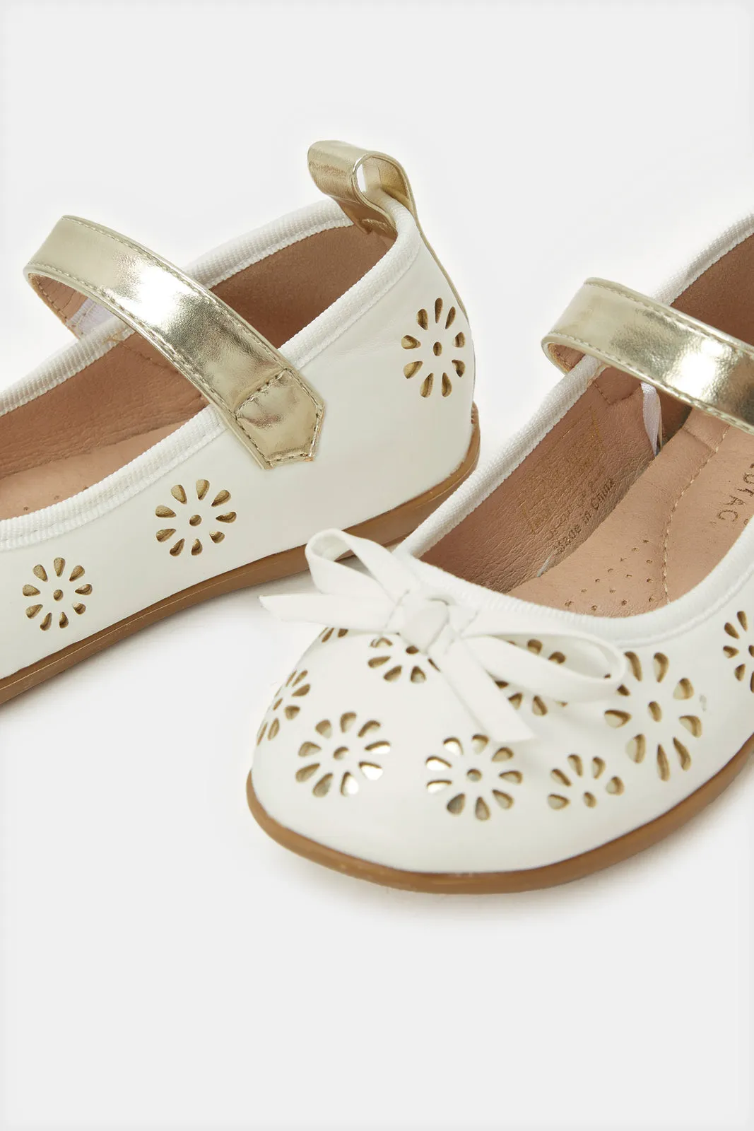 Girls White Laser Cut Ballerina