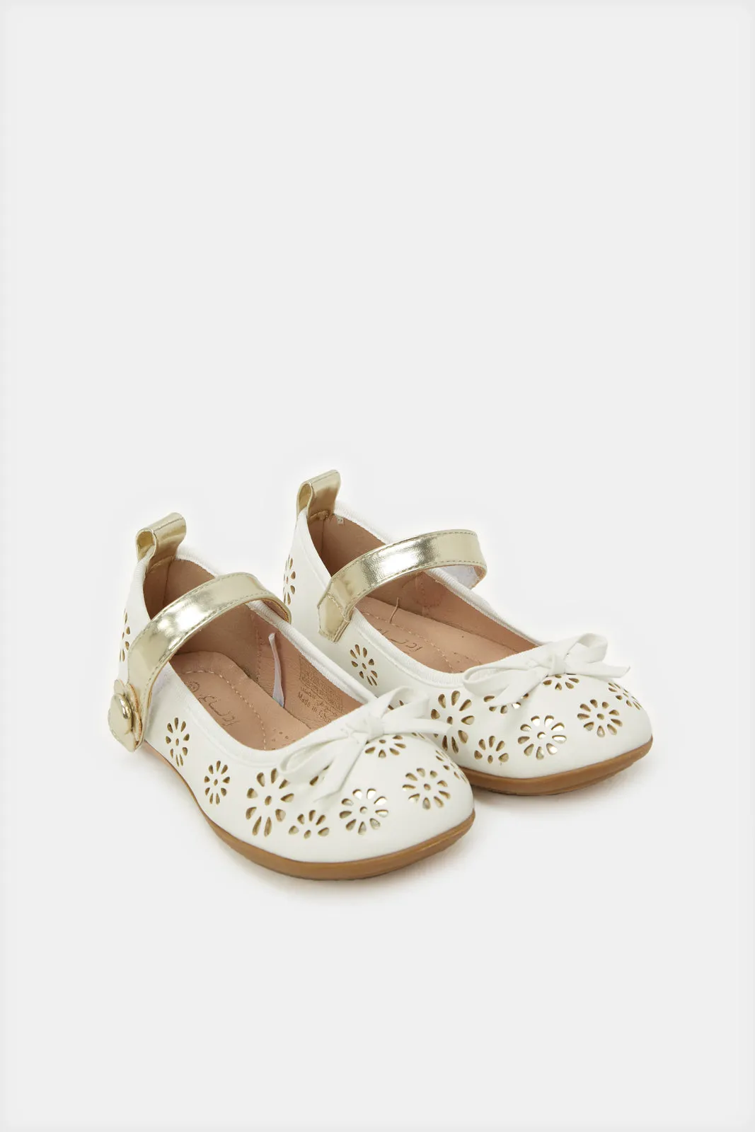 Girls White Laser Cut Ballerina