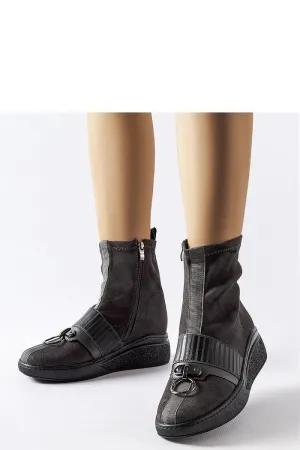 Gray sock-heeled boots