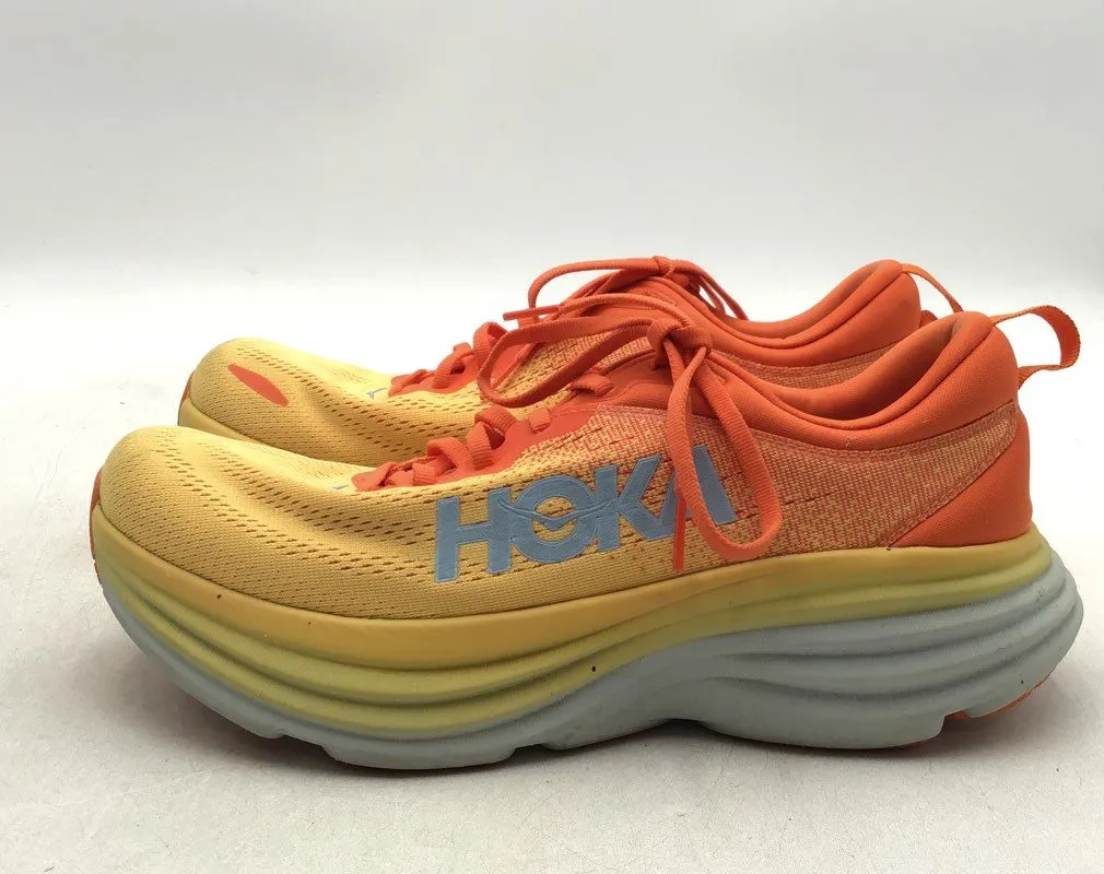 Hoka One One Men's Bondi 8 Yellow Orange Athletic Shoes - Size 9D