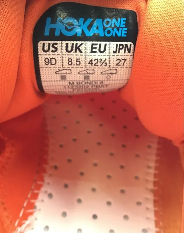 Hoka One One Men's Bondi 8 Yellow Orange Athletic Shoes - Size 9D