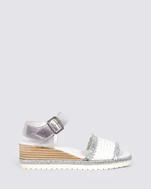 INDIGA WEDGE SANDALS SILVER/WHITE