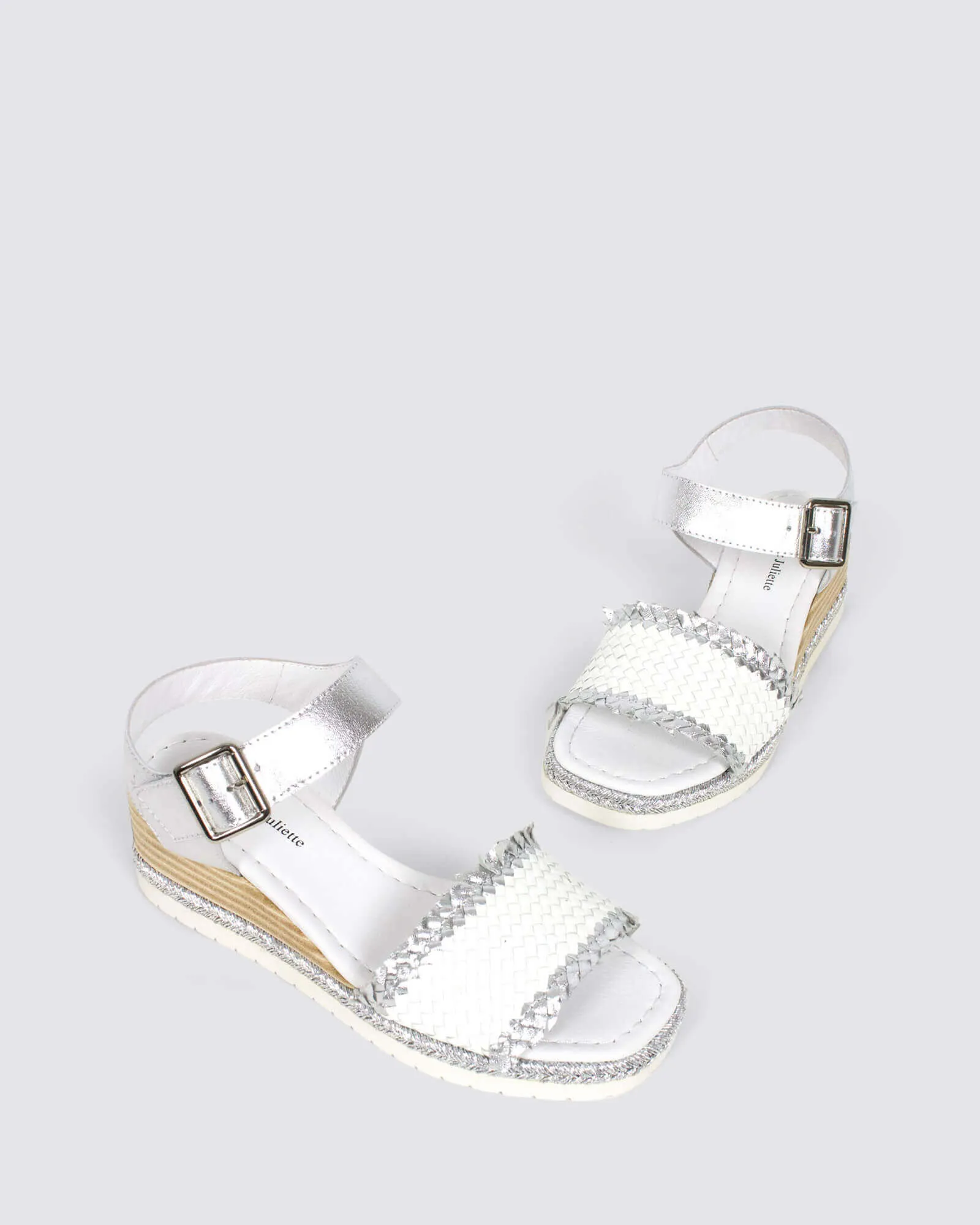 INDIGA WEDGE SANDALS SILVER/WHITE