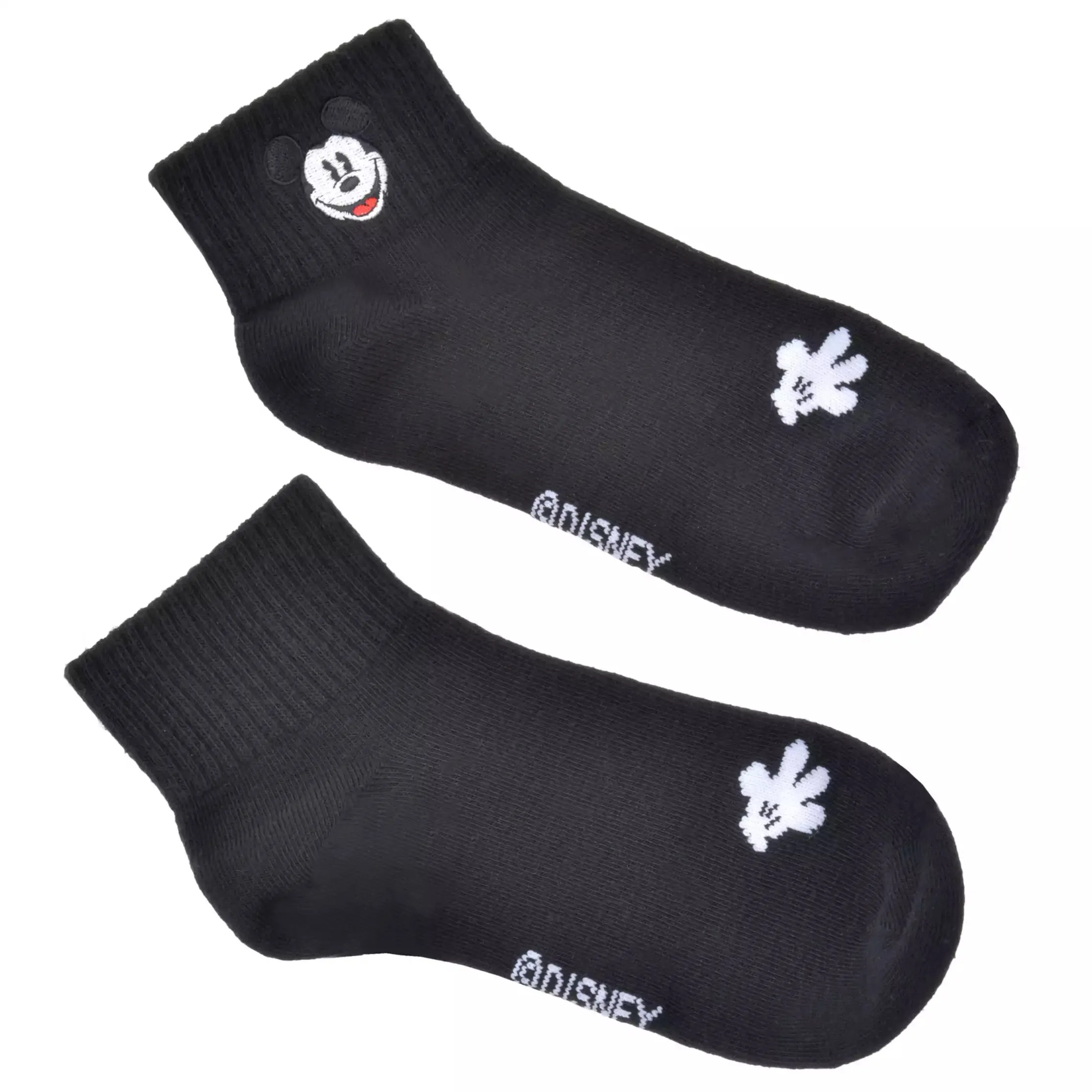 JDS - Mickey Socks Short Face Embroidery Black 23-25