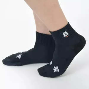 JDS - Mickey Socks Short Face Embroidery Black 23-25