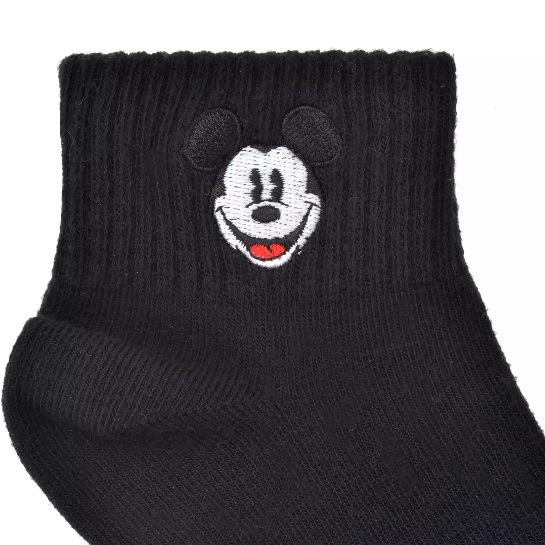 JDS - Mickey Socks Short Face Embroidery Black 23-25