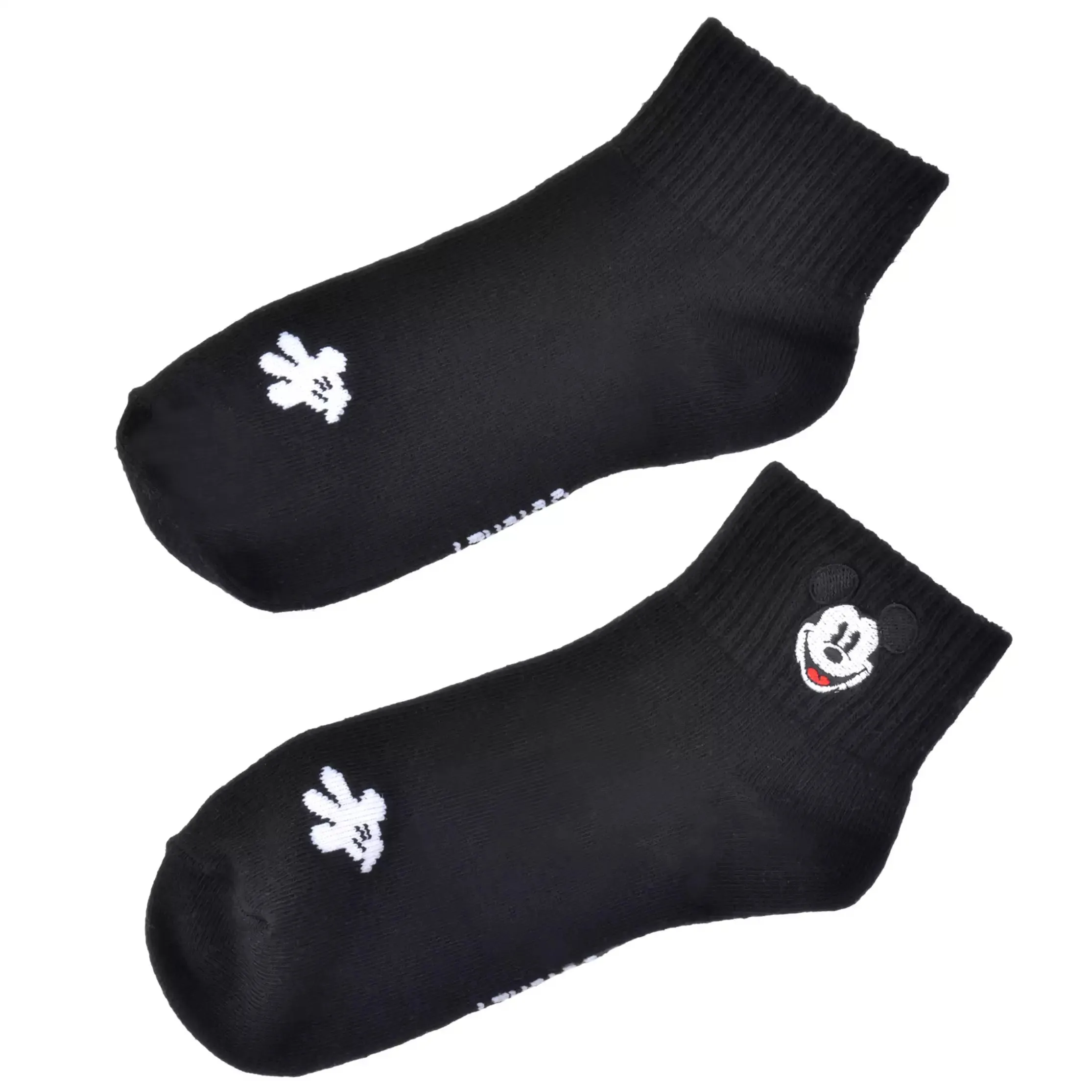 JDS - Mickey Socks Short Face Embroidery Black 23-25