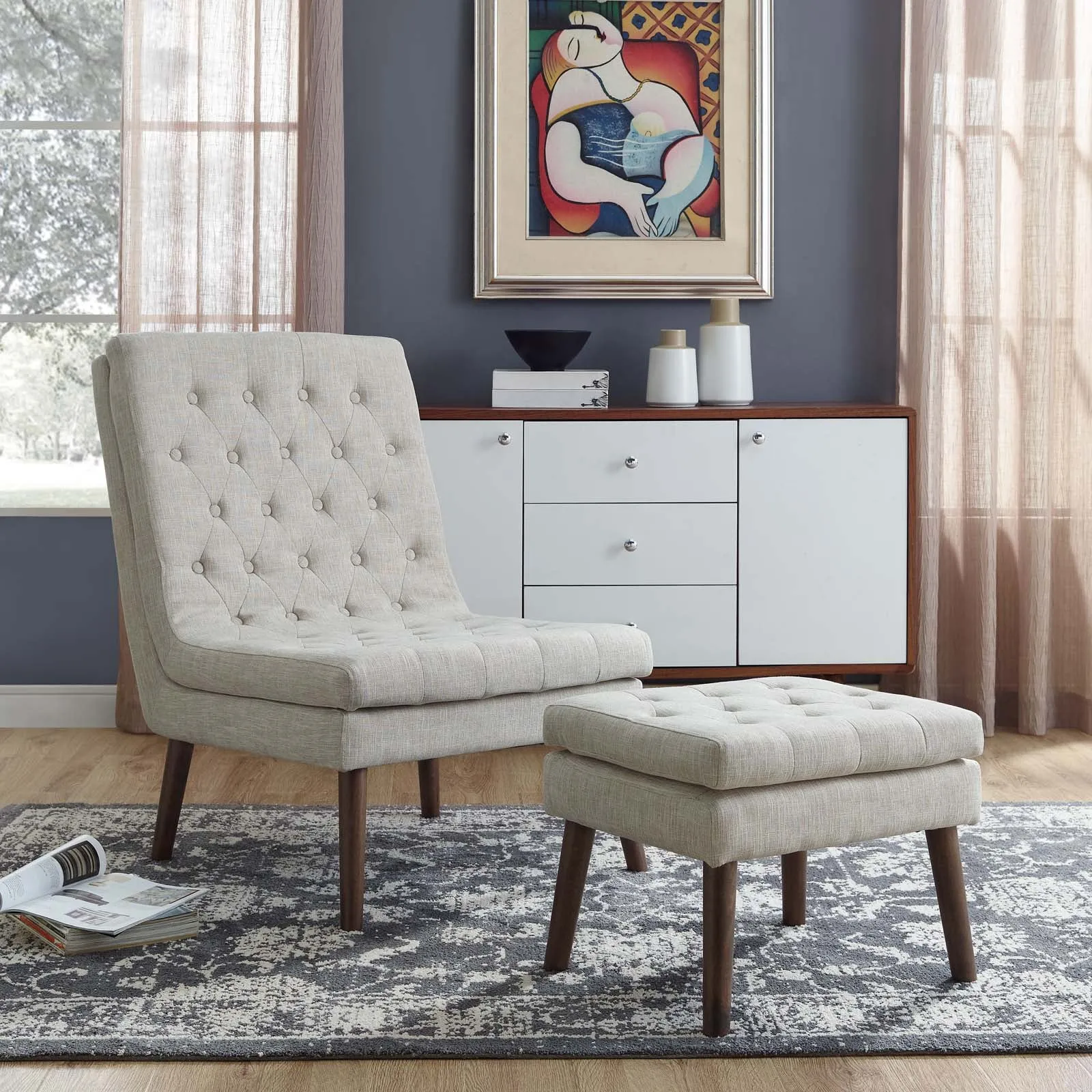 Modify Upholstered Lounge Chair And Ottoman