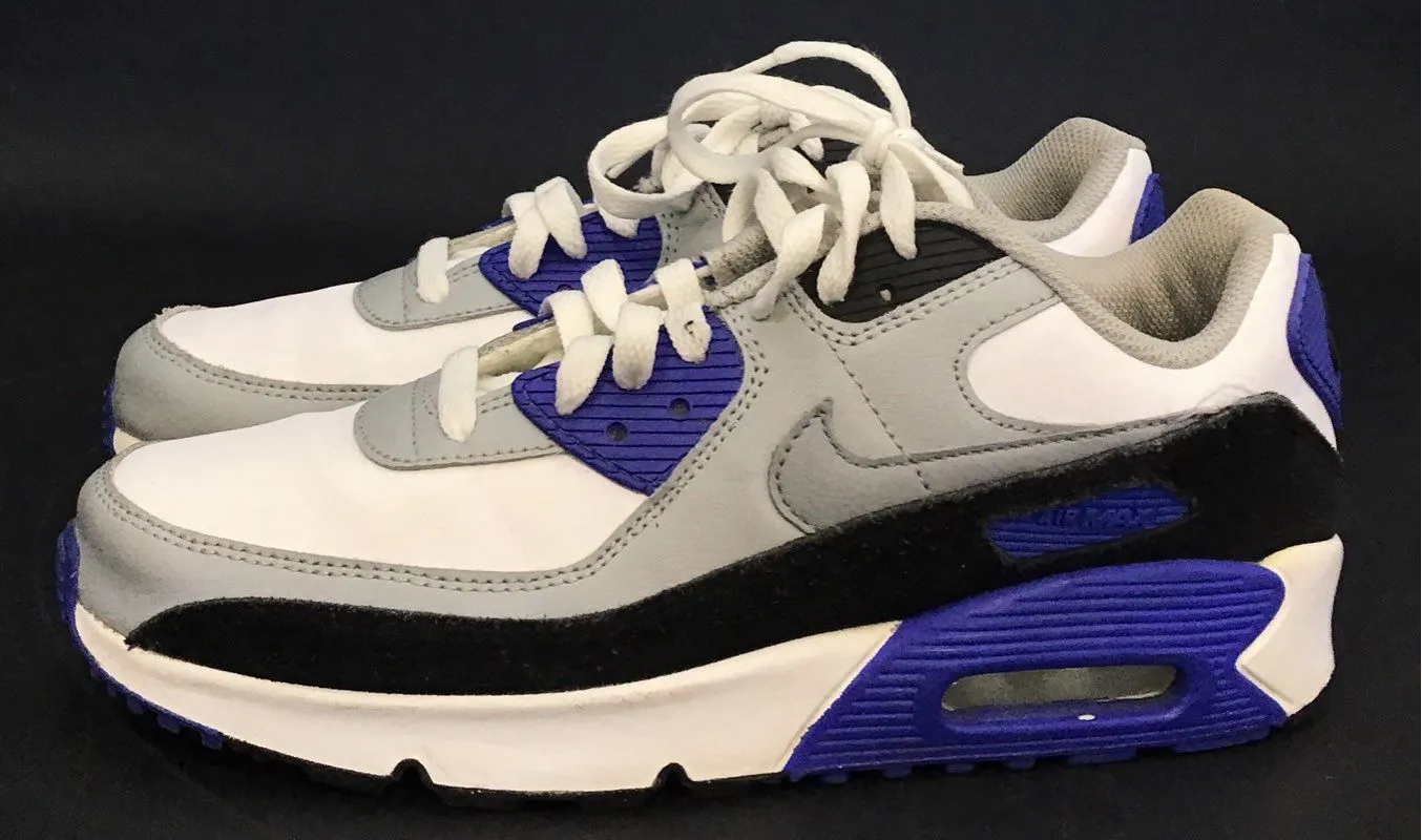 Nike Boys Air Max 90 White Gray Athletic Shoes - Size 7Y