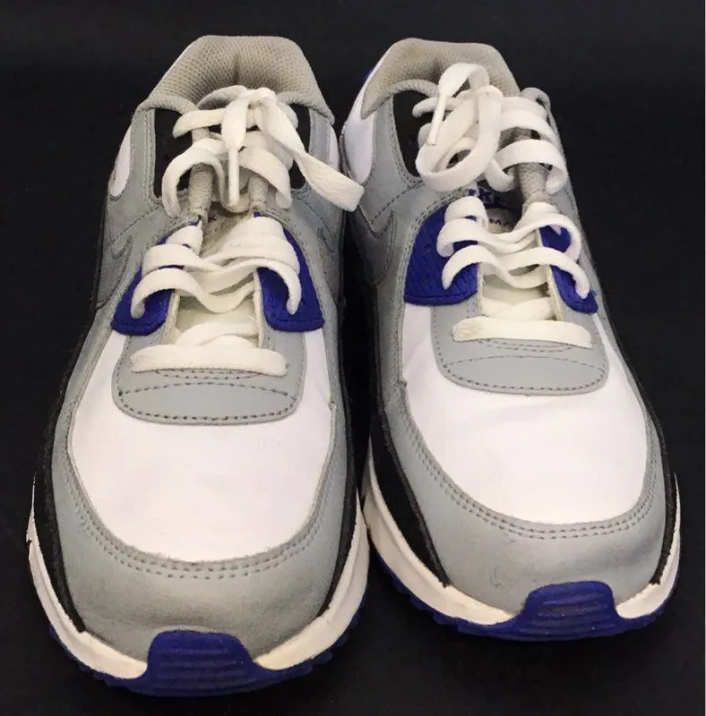 Nike Boys Air Max 90 White Gray Athletic Shoes - Size 7Y